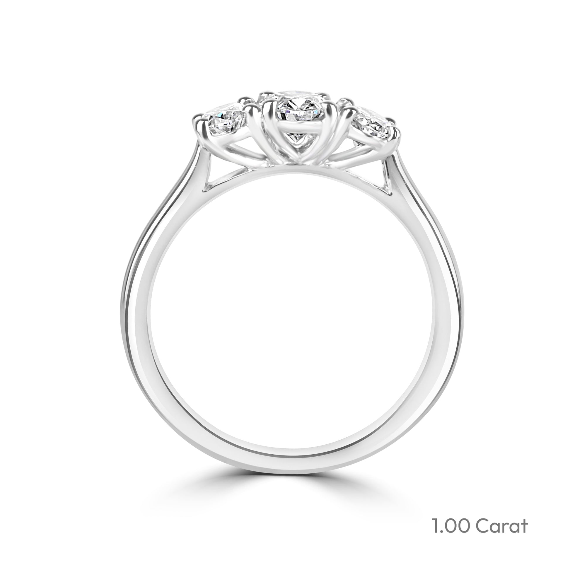Platinum Three Stone Oval Cut Lab Grown Diamond Engagement Ring