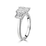 Platinum Three Stone Radiant Cut Diamond Ring