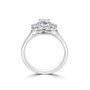 Platinum Three Stone Ring With 0.70ct Cushion Diamond and Round Diamonds