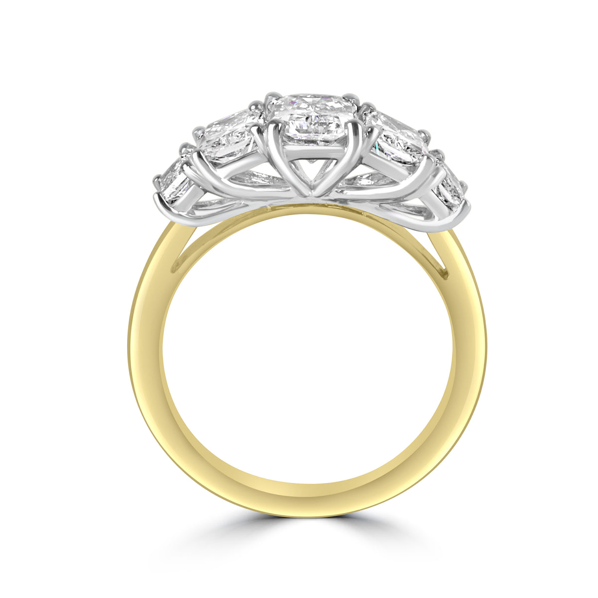 Platinum and 18ct Yellow Gold Five Stone Radiant Cut Diamond Ring