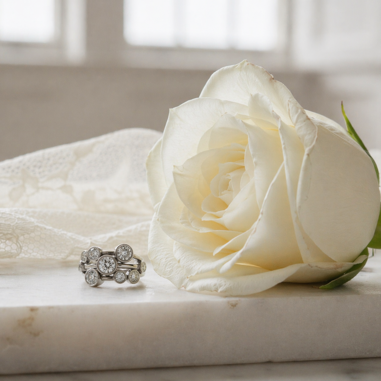 Platinum and Diamond Bubble Ring 1.50ct Total