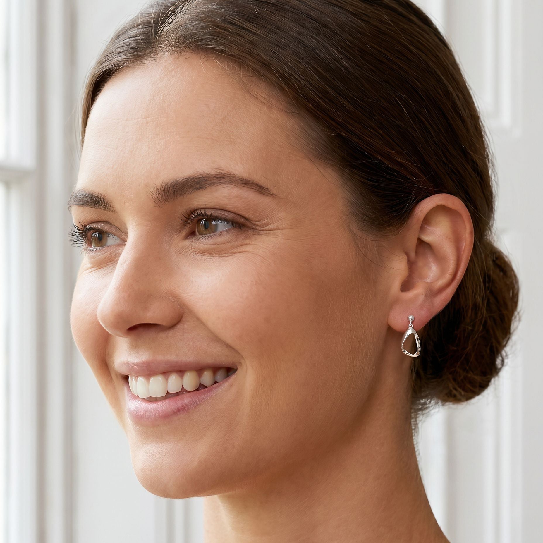 Polished Silver Open Twisted Drop Earrings