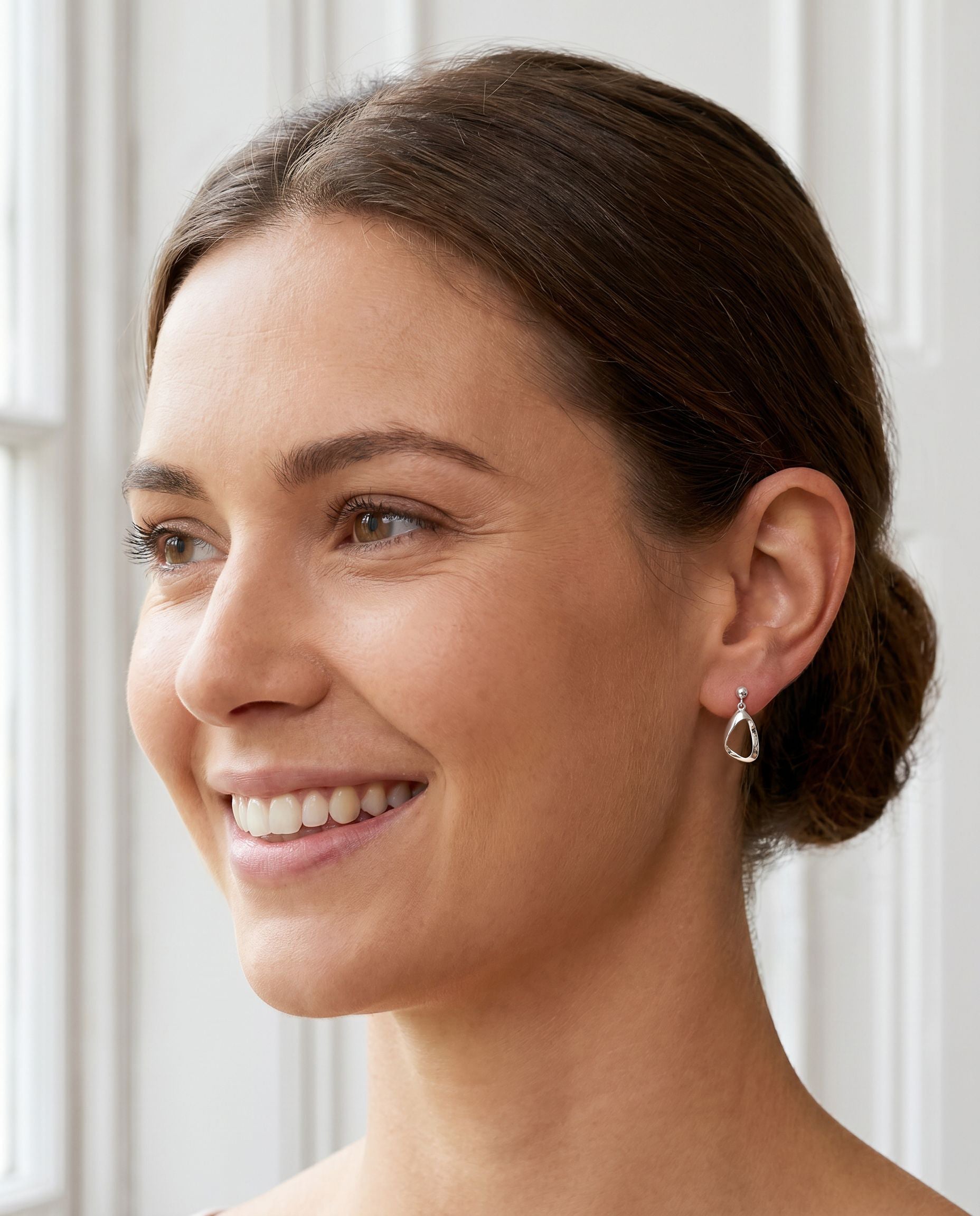 Polished Silver Open Twisted Drop Earrings