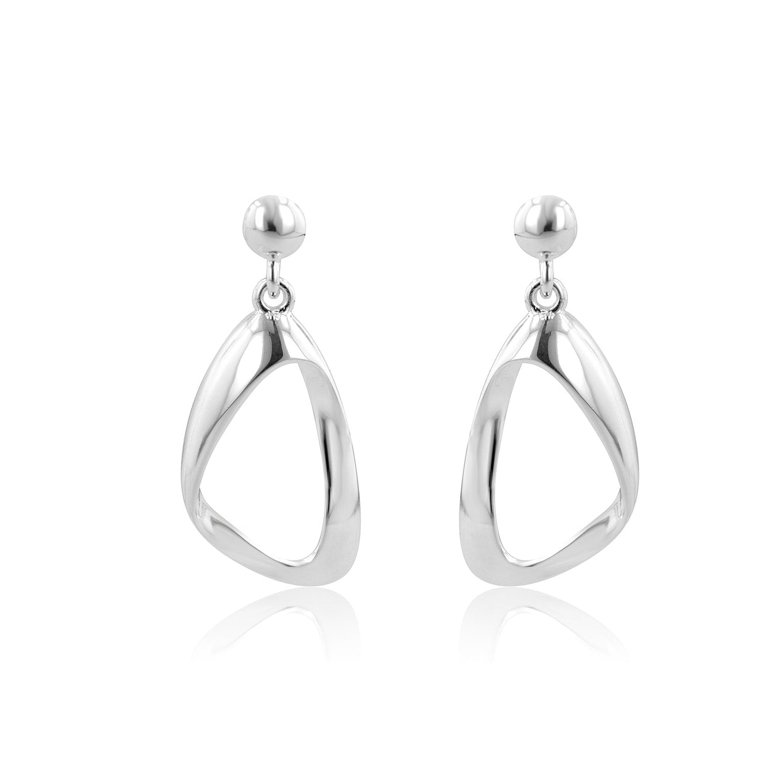 Polished Silver Open Twisted Drop Earrings