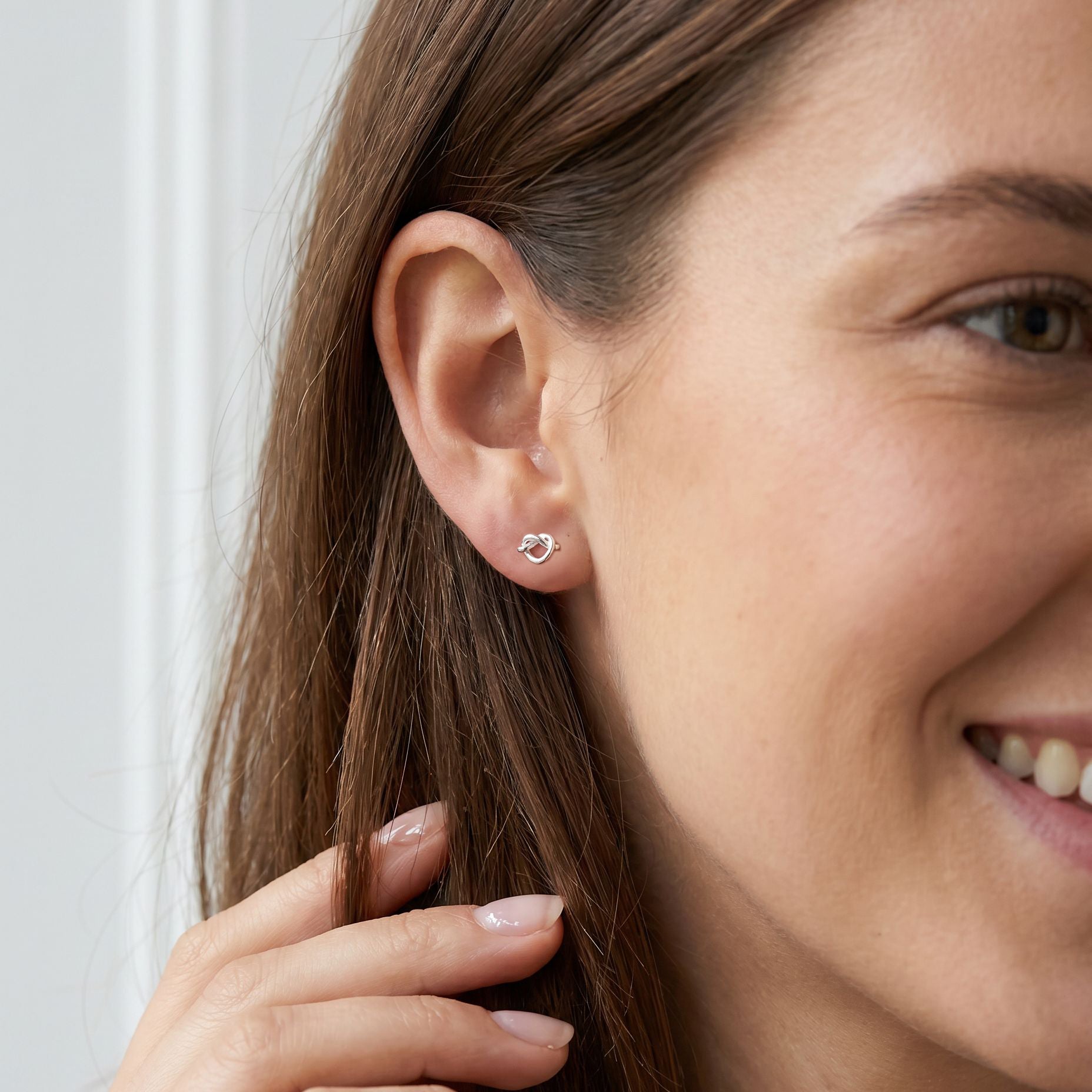 Pretzel Heart Stud Earrings