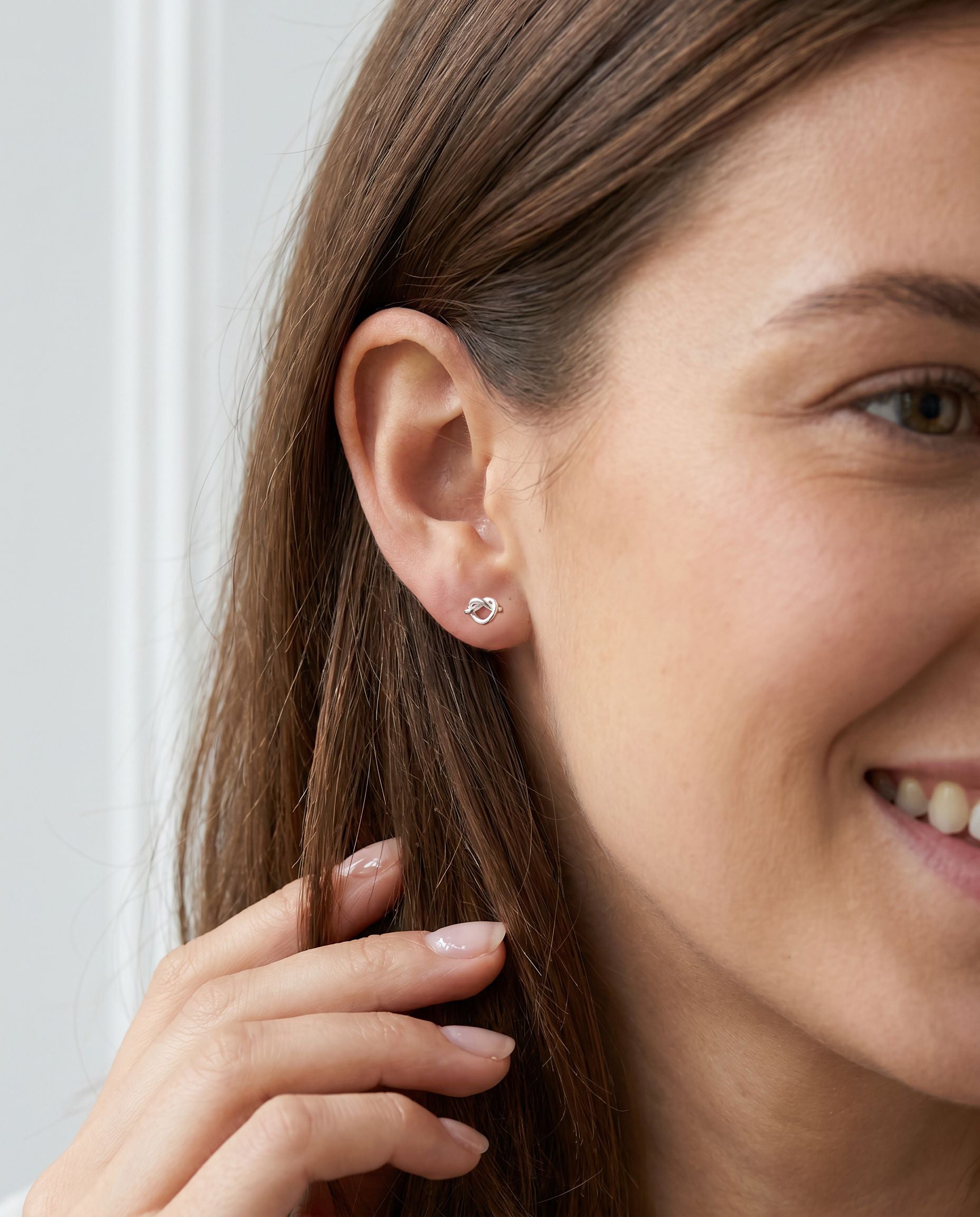 Pretzel Heart Stud Earrings