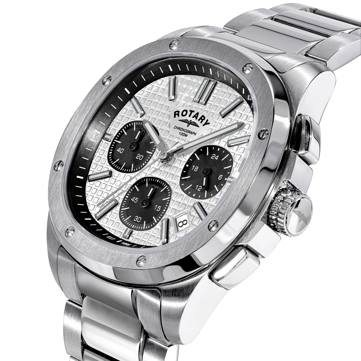 Rotary Apex100 Chronograph Silver Dial Watch
