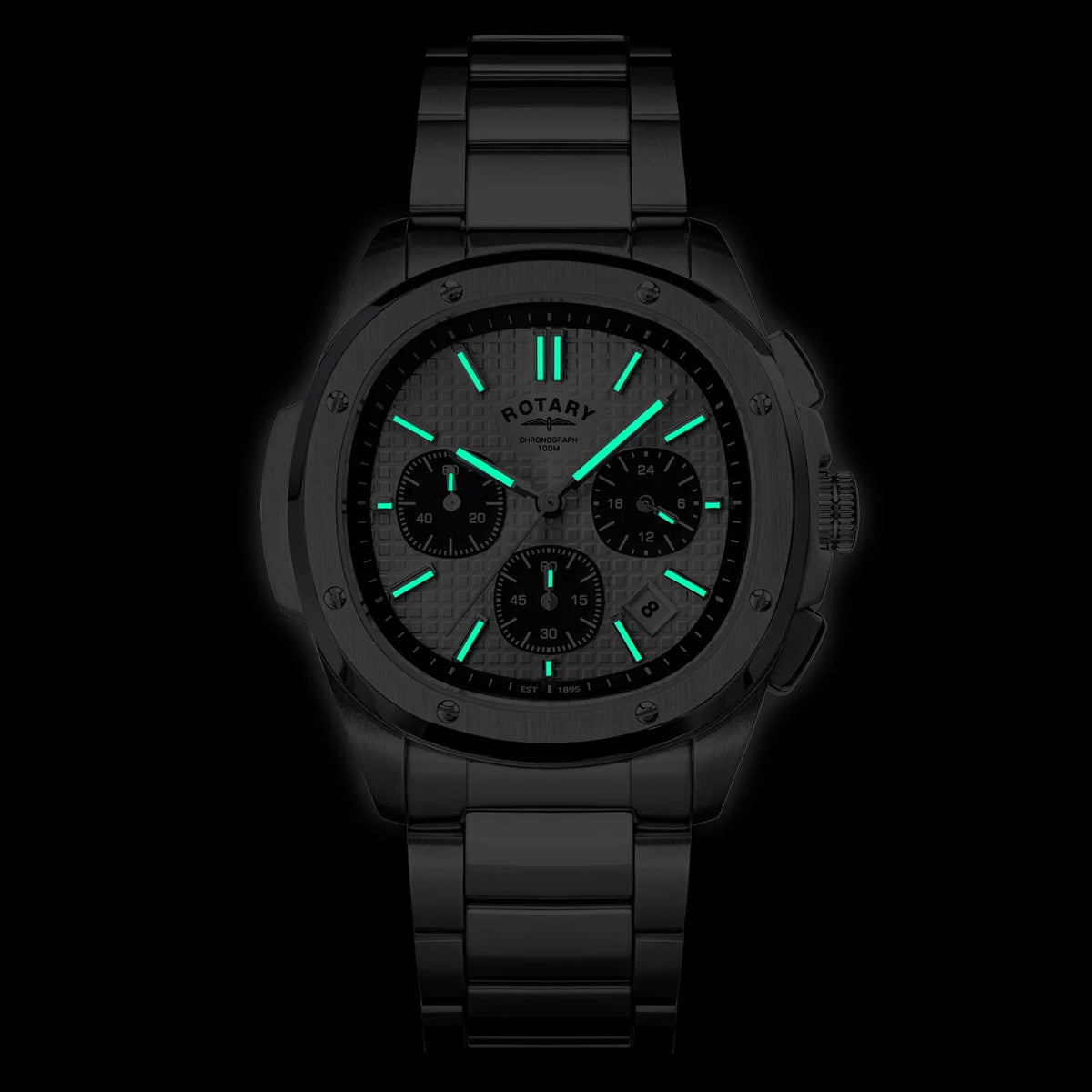 Rotary Apex100 Chronograph Silver Dial Watch