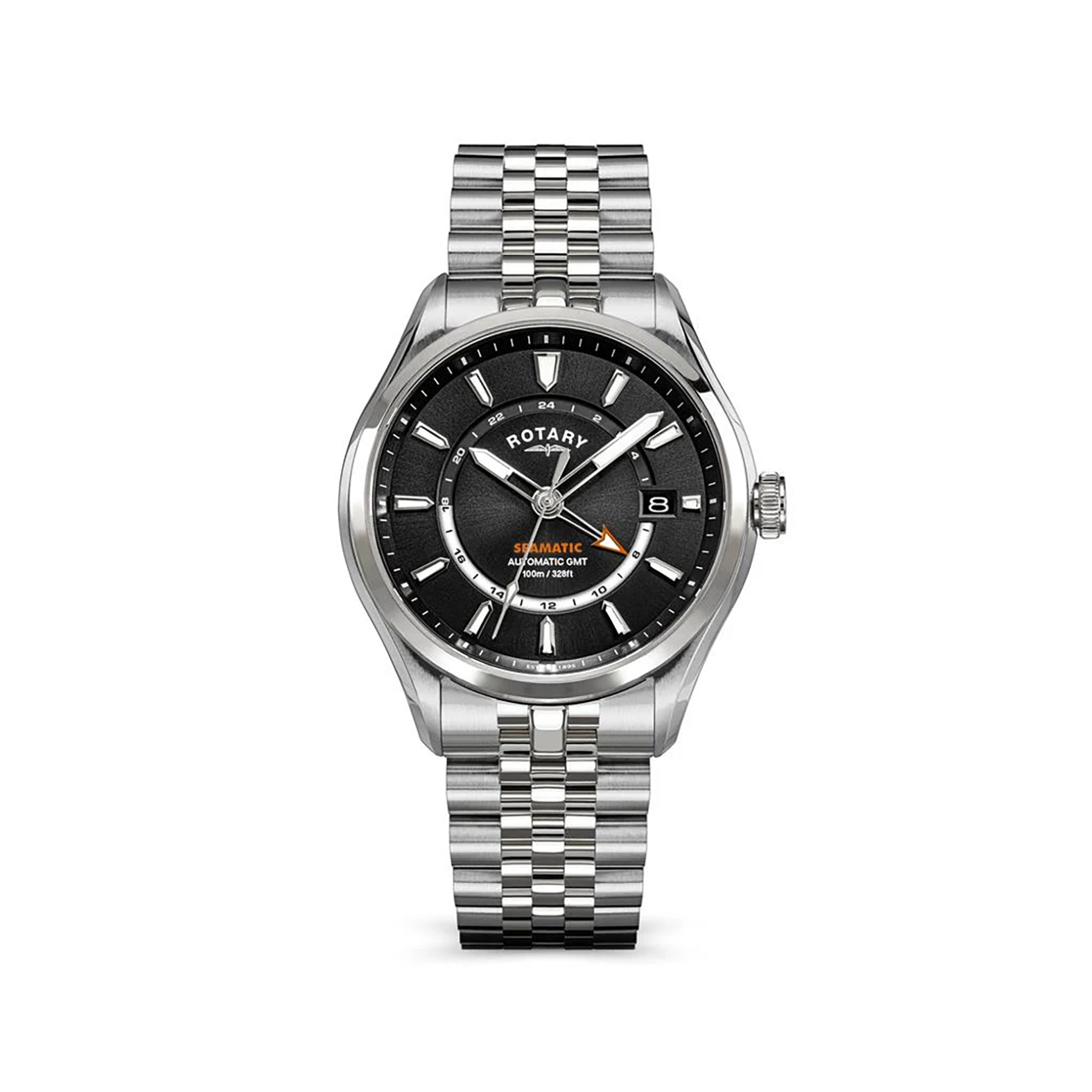 Rotary Seamatic 100 GMT Automatic Watch With Black Dial