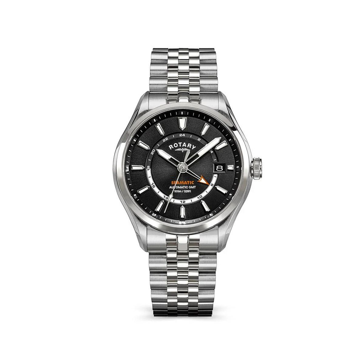 Rotary Seamatic 100 GMT Automatic Watch With Black Dial