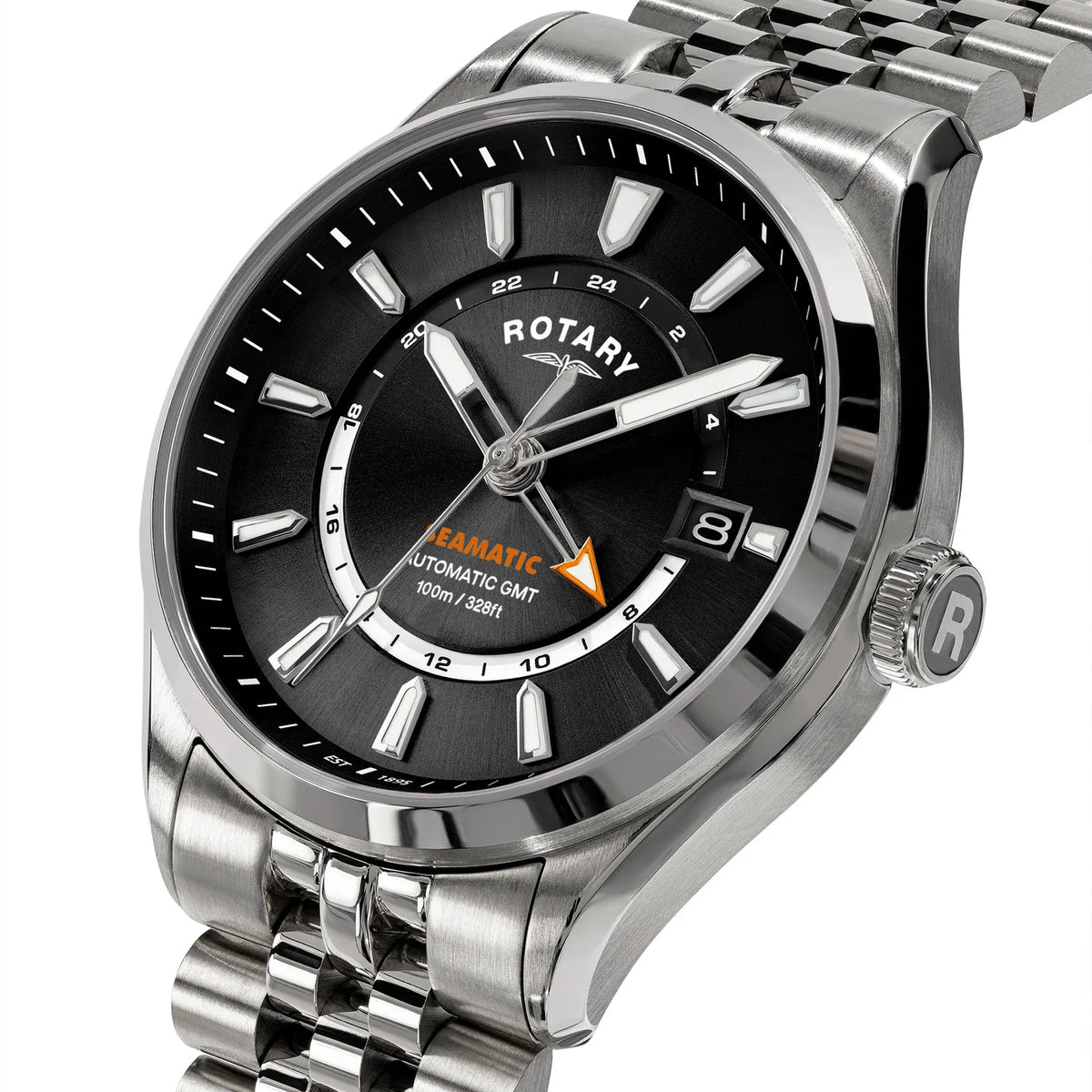 Rotary Seamatic 100 GMT Automatic Watch With Black Dial