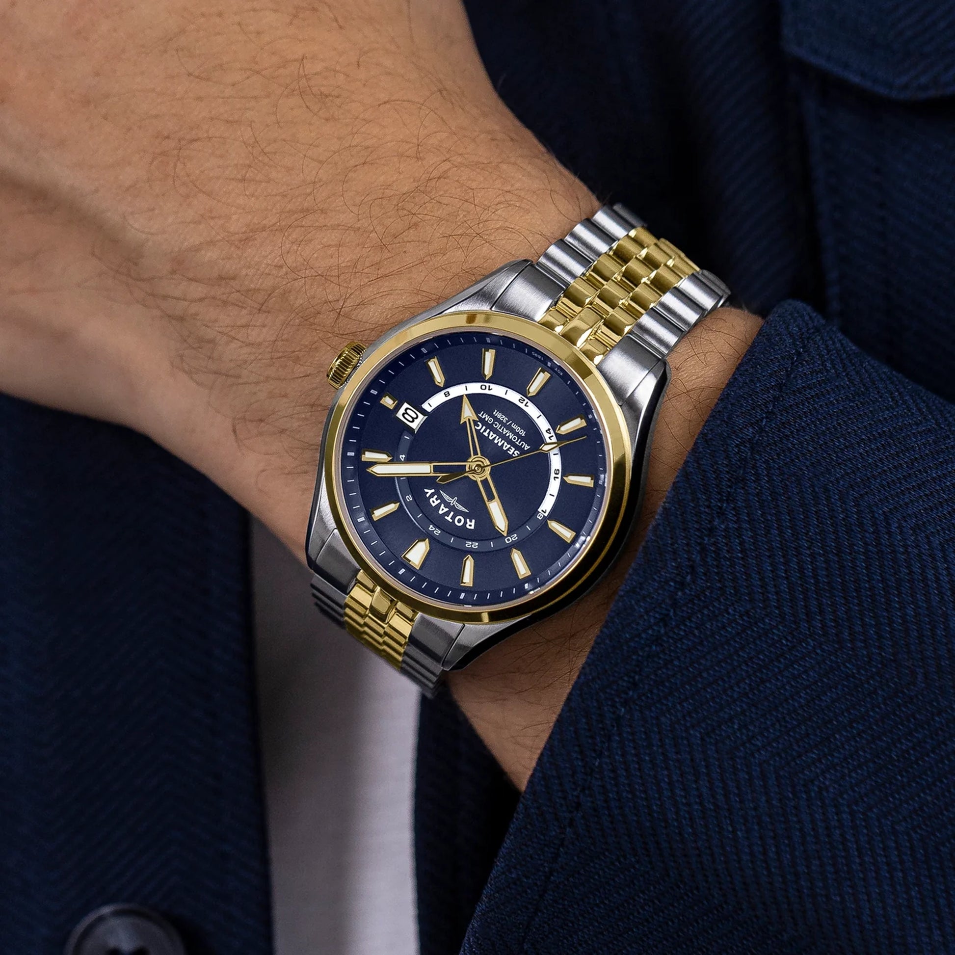 Rotary Seamatic 100 GMT Automatic Blue Dial Watch