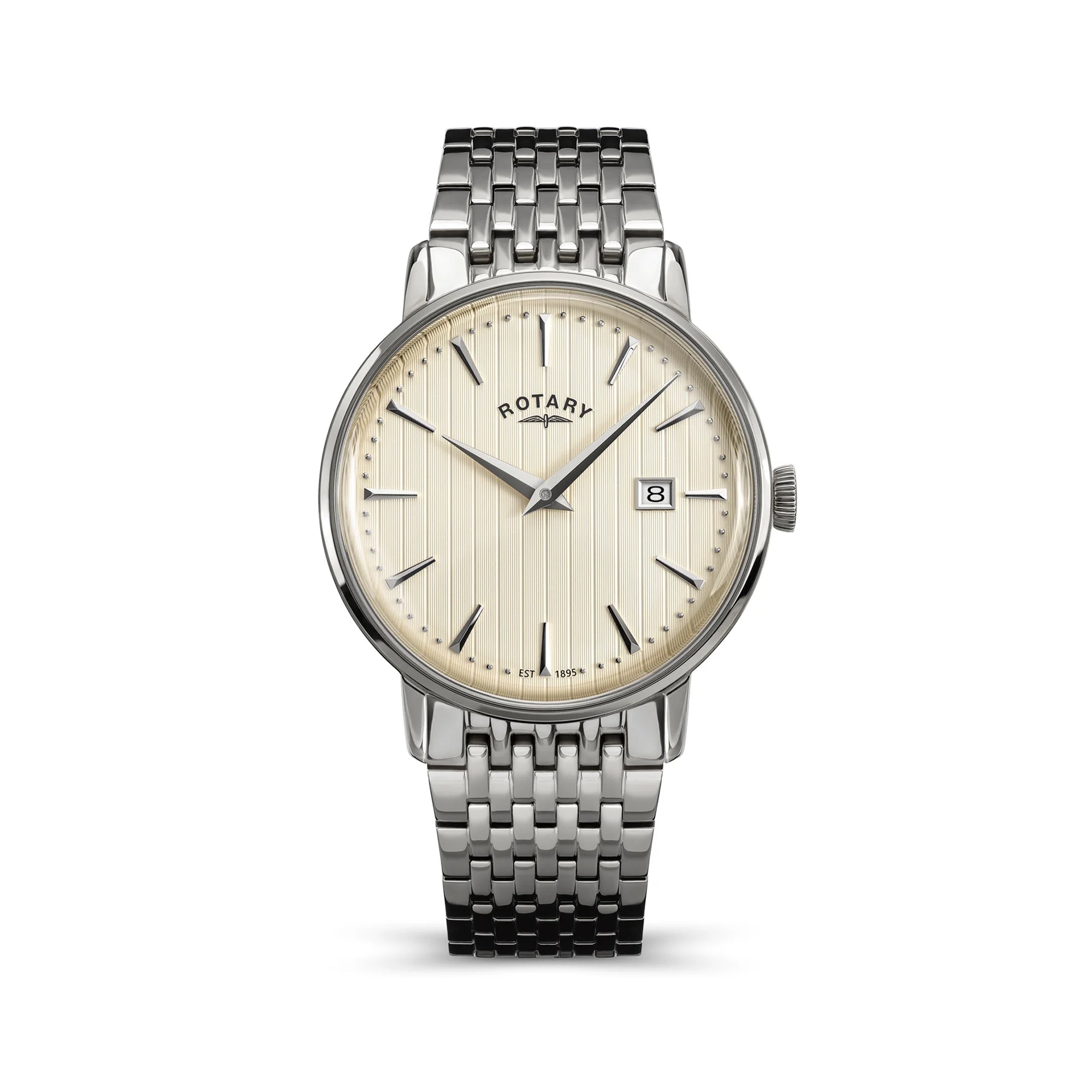 Rotary 1895 Stainless Steel Watch With Cream Dial