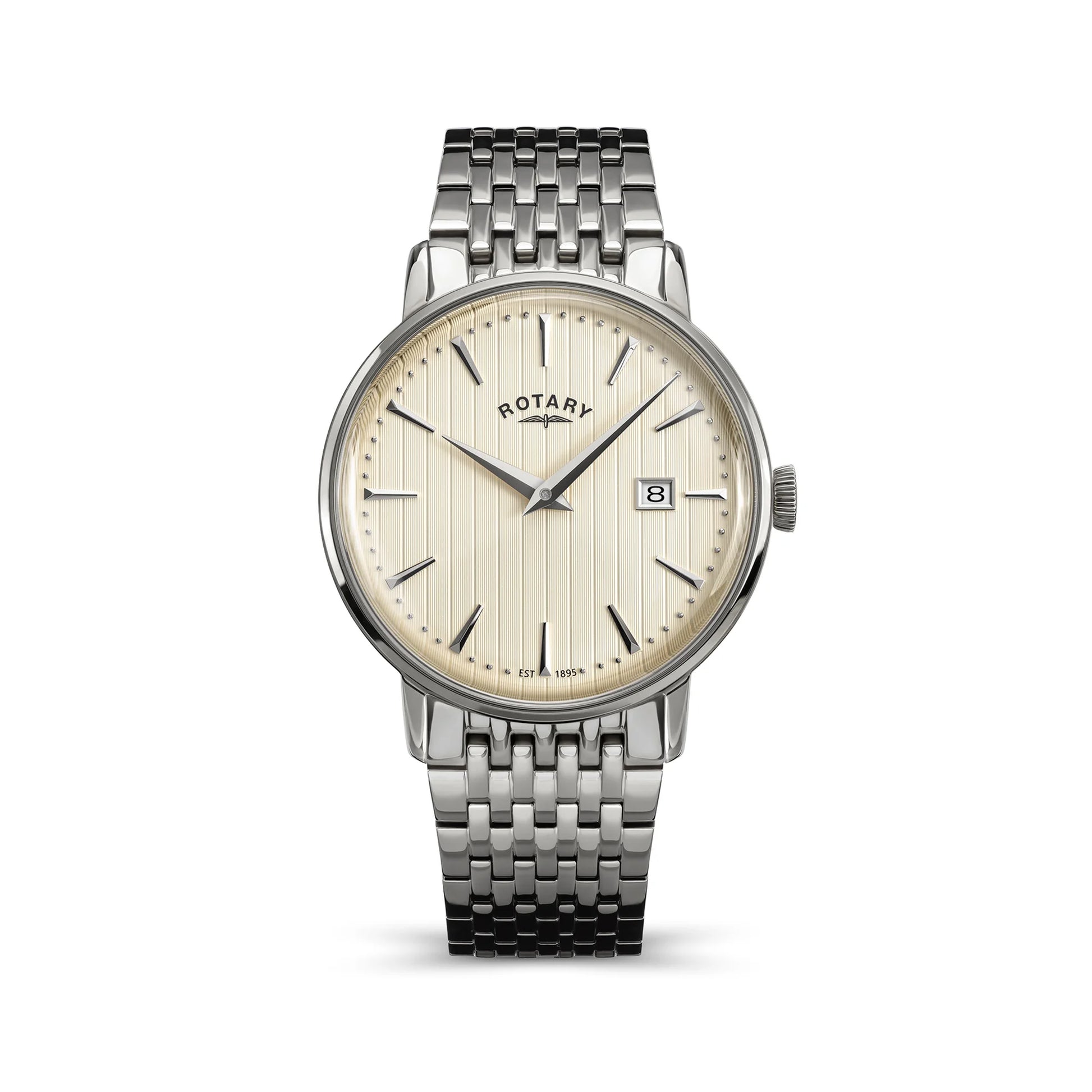 Rotary 1895 Stainless Steel Watch With Cream Dial