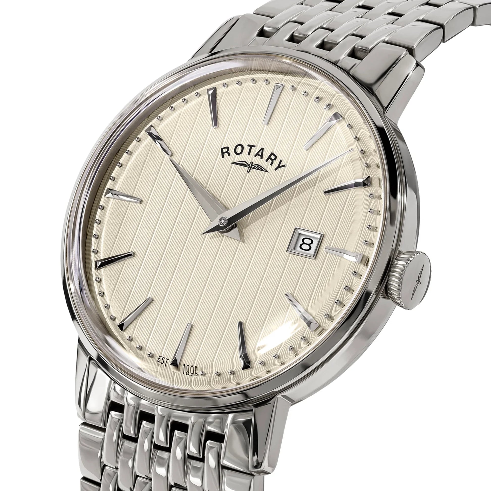 Rotary 1895 Stainless Steel Watch With Cream Dial