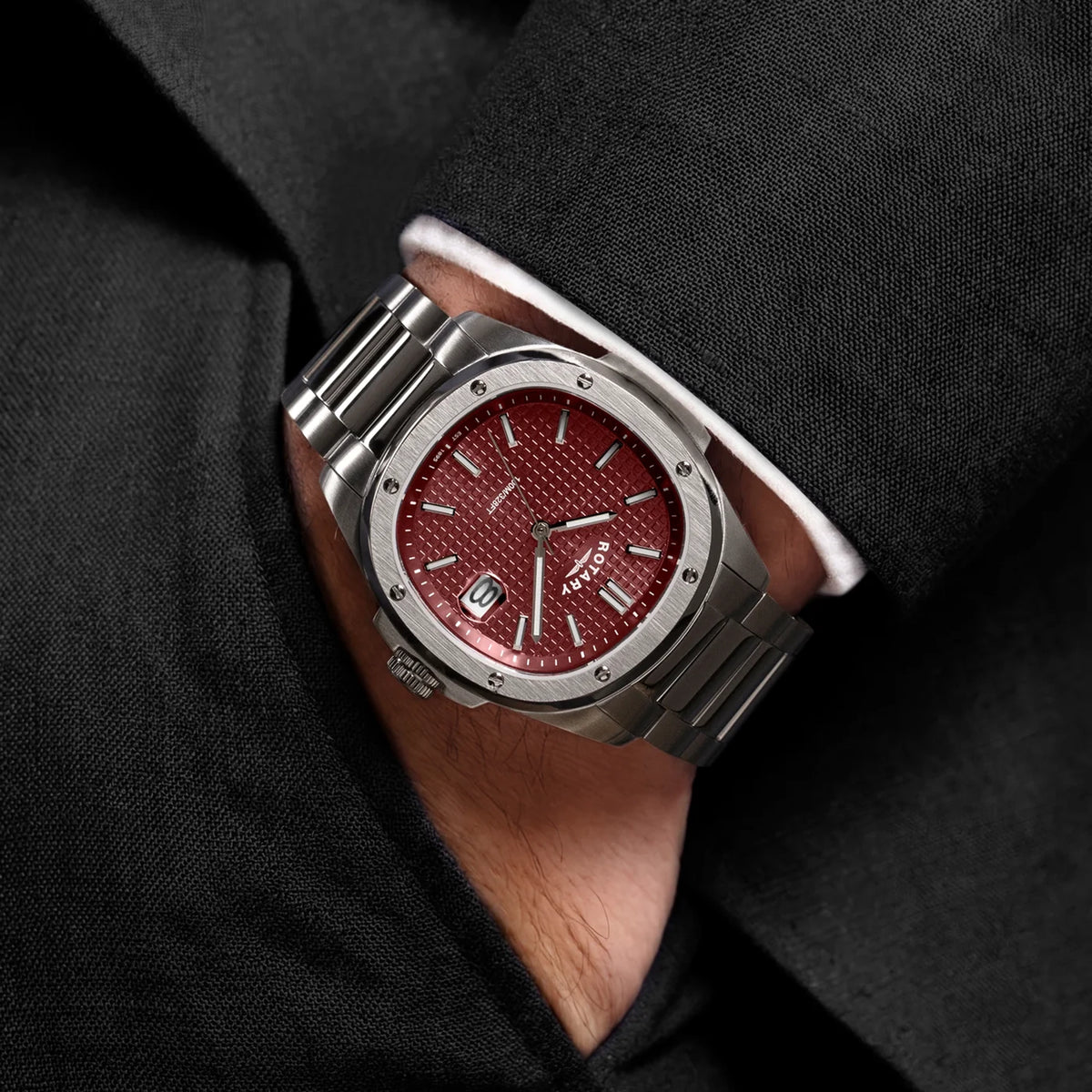 Rotary Apex100 Watch With Red Dial