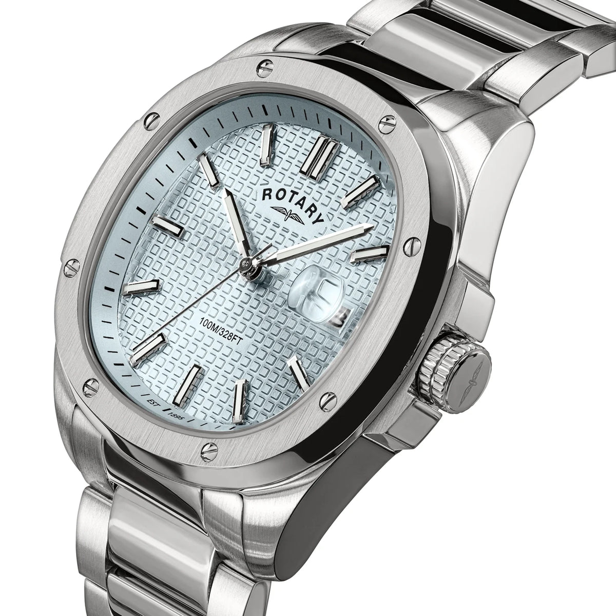 Rotary Apex100 Watch With Ice Blue Dial