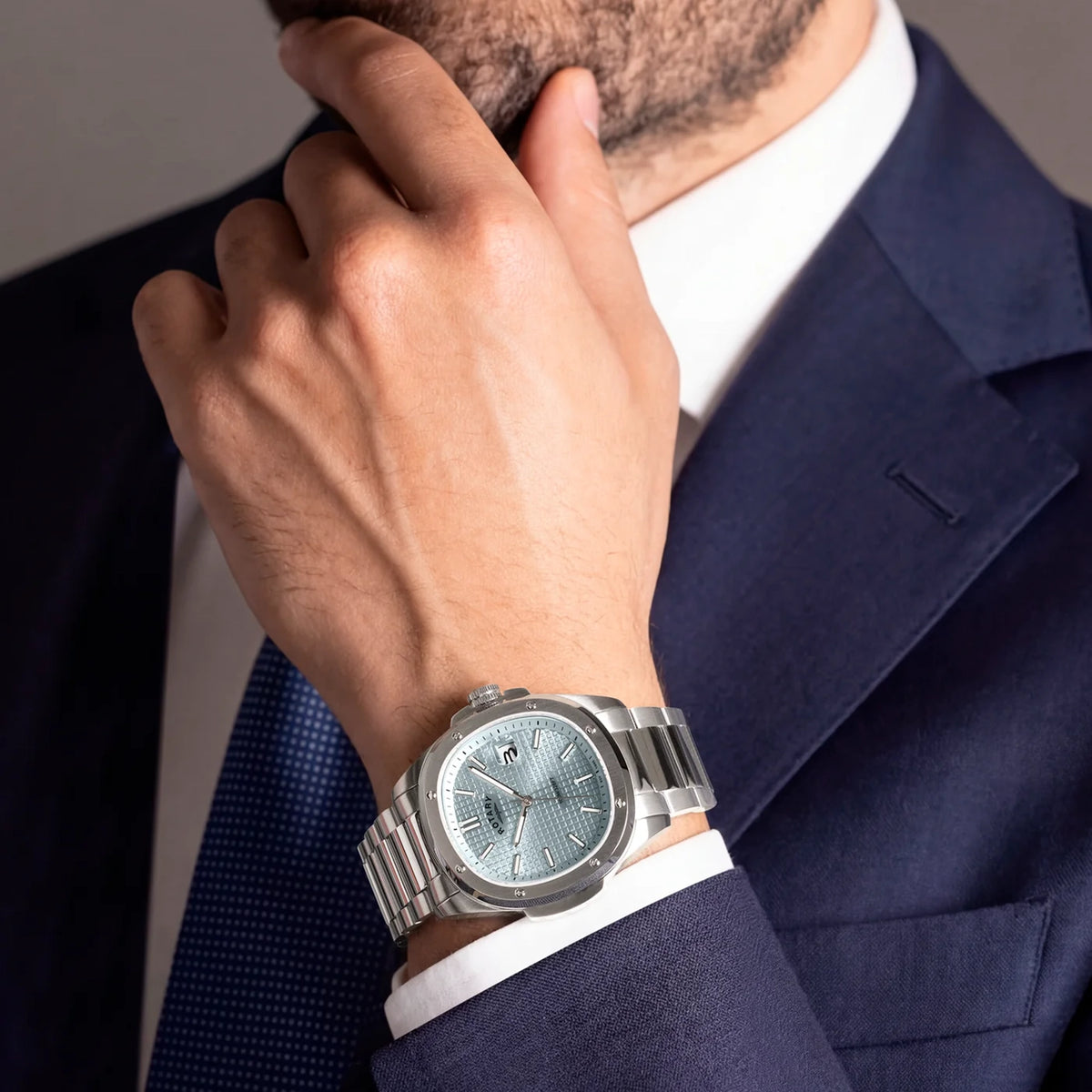 Rotary Apex100 Watch With Ice Blue Dial