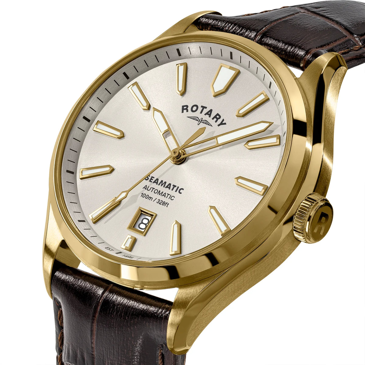 Rotary Seamatic 100 Gold PVD White Dial Automatic Watch