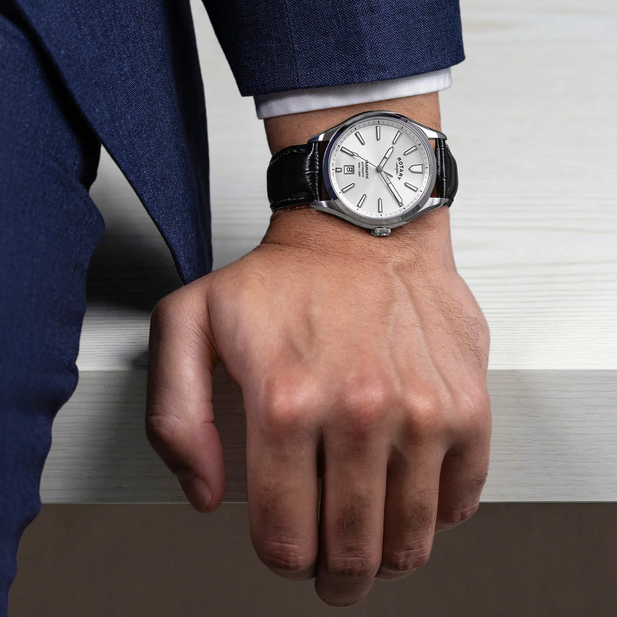 Rotary Seamatic 100 Automatic Watch With White Sunray Dial
