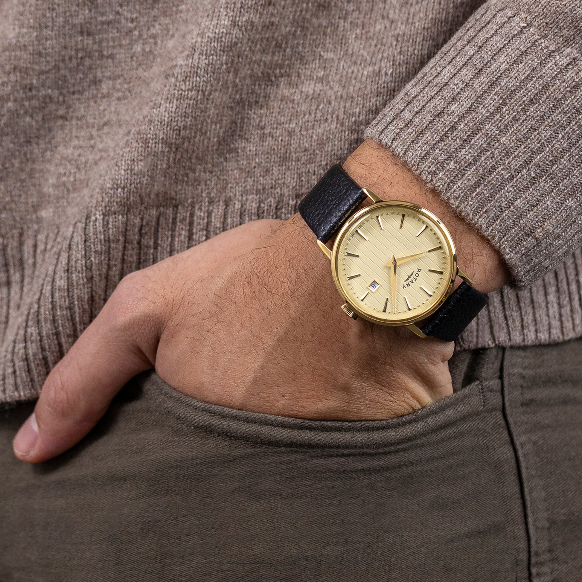 Rotary 1895 Gold PVD Watch With Champagne Dial
