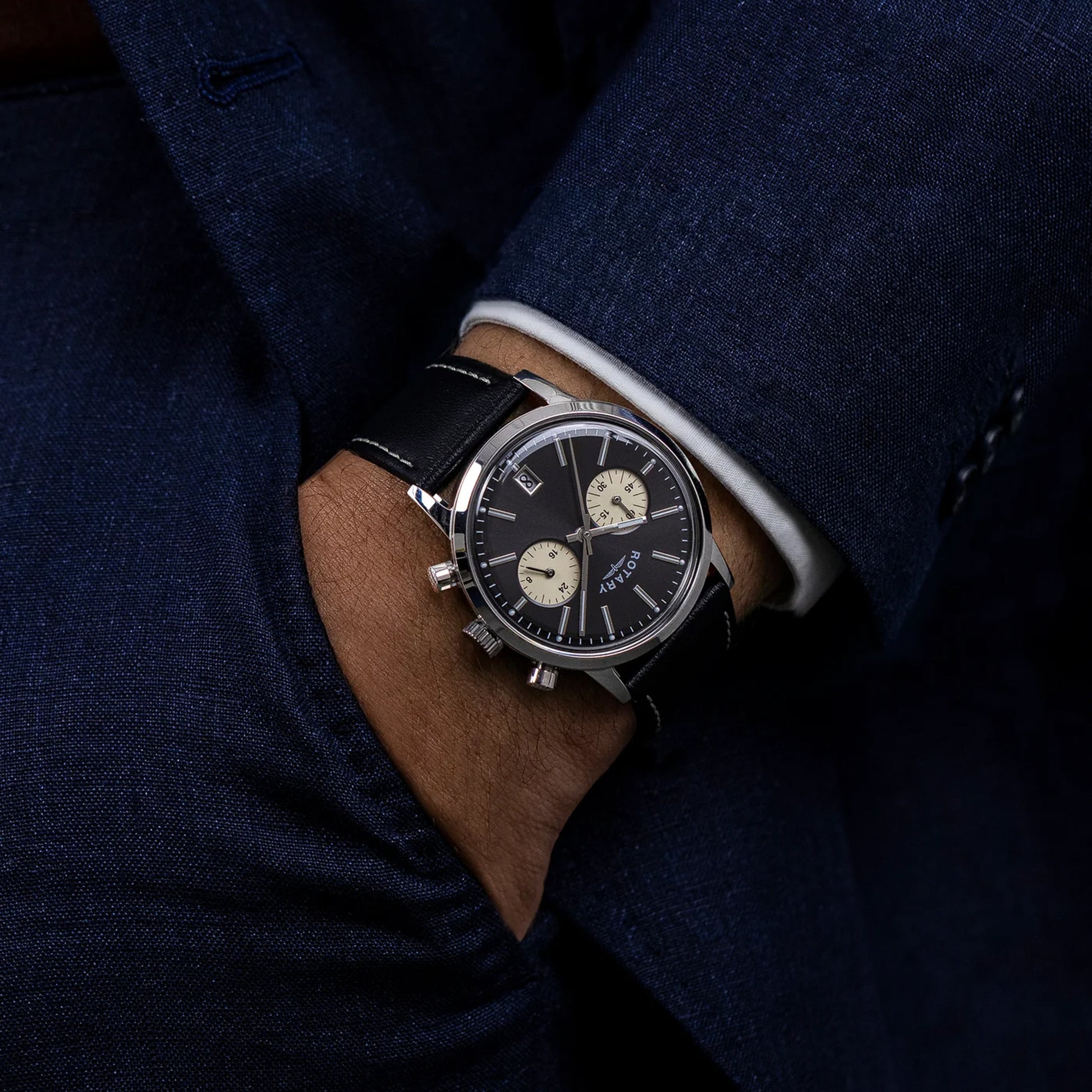 Rotary 1895 Chronograph Black Dial Watch