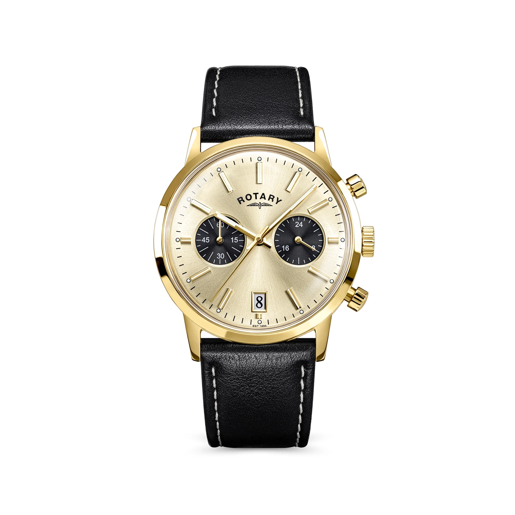 Rotary 1895 Chronograph Watch With Gold Coloured Dial