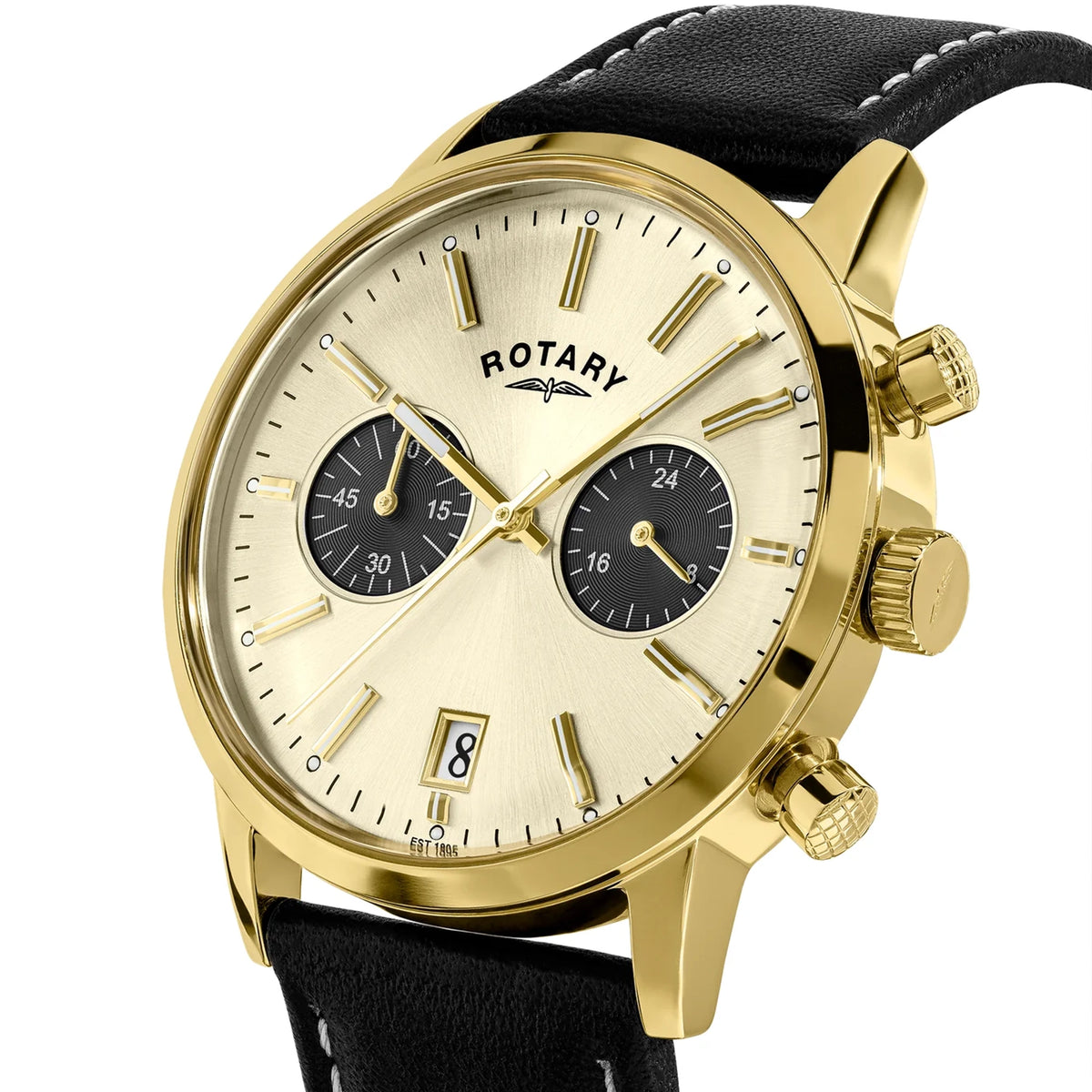 Rotary 1895 Chronograph Watch With Gold Coloured Dial