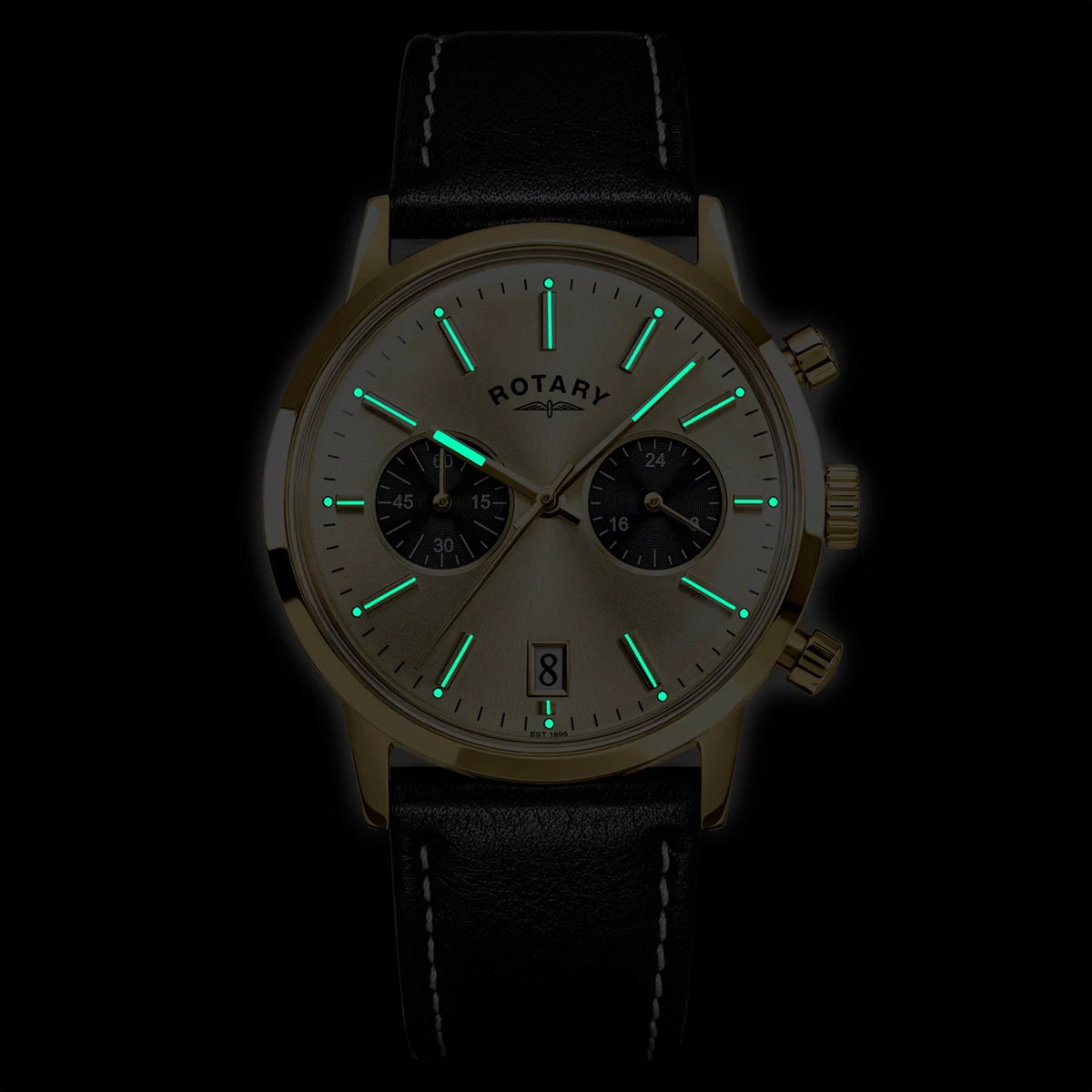 Rotary 1895 Chronograph Watch With Gold Coloured Dial