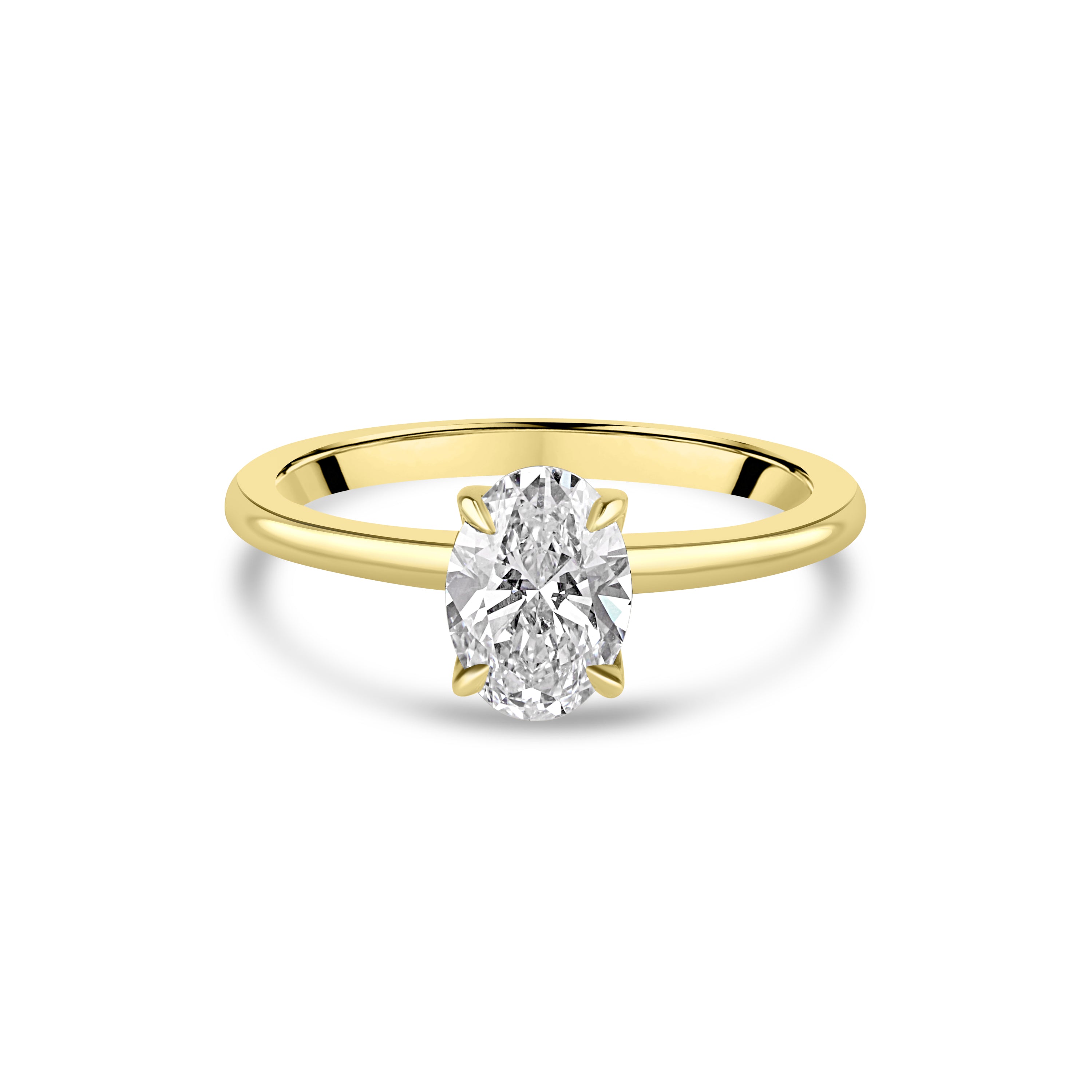 18ct Yellow Gold 2.02ct Oval Lab Grown Diamond Talon Claw Solitaire Engagement Ring