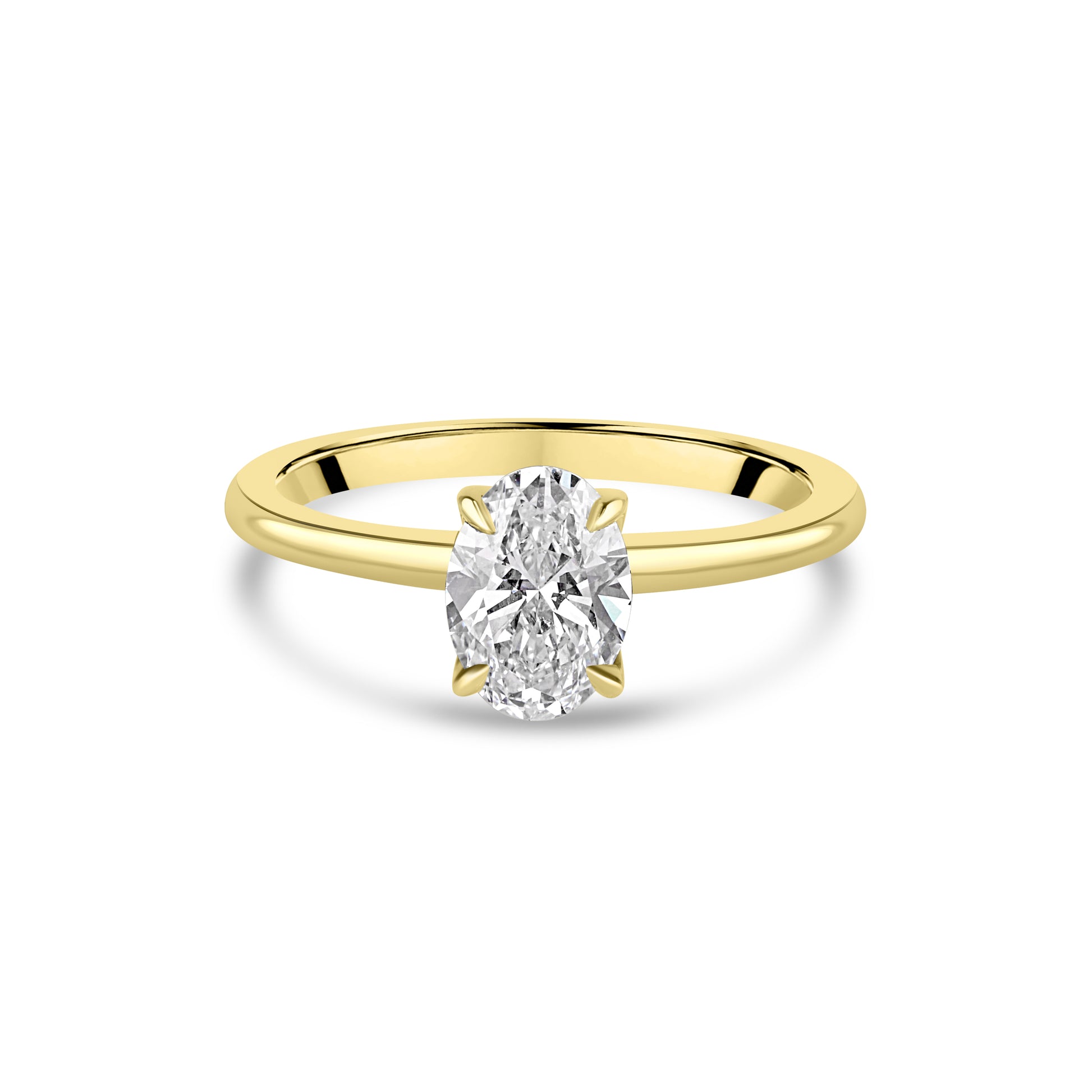 18ct Yellow Gold 2.02ct Oval Lab Grown Diamond Talon Claw Solitaire Engagement Ring