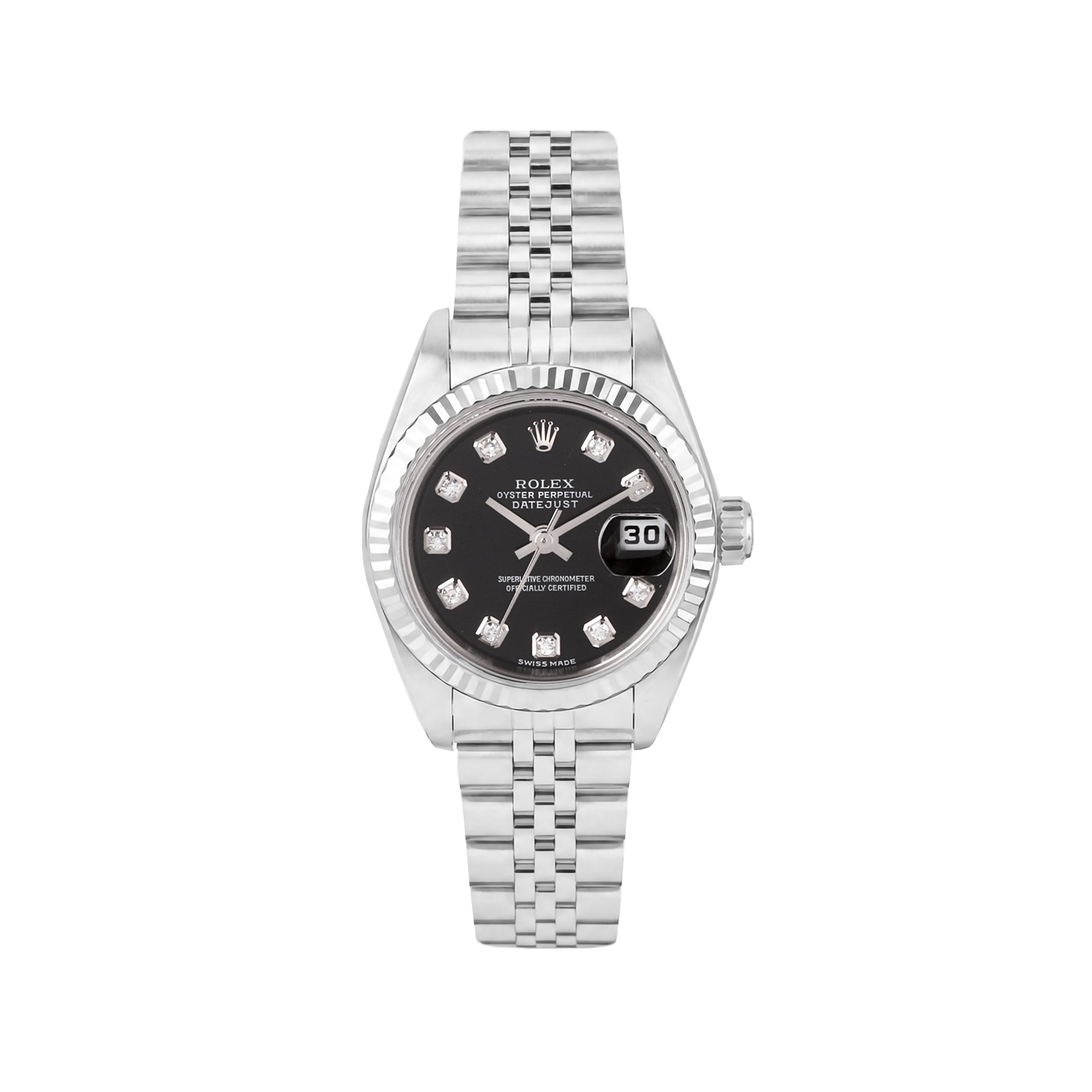 Rolex Datejust 26mm Black Diamond Dot Dial Pre-Owned Watch