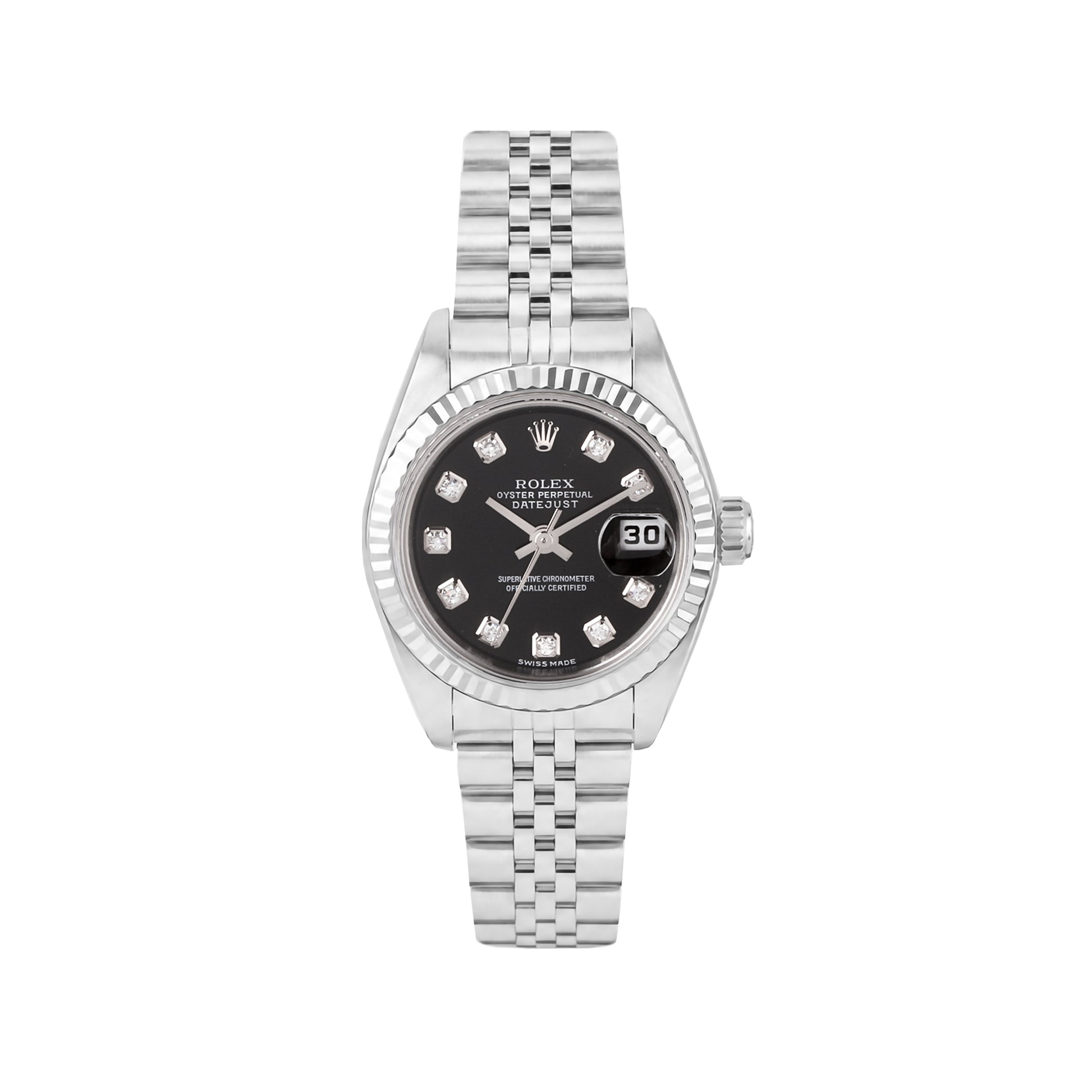 Rolex Datejust 26mm Black Diamond Dot Dial Pre-Owned Watch