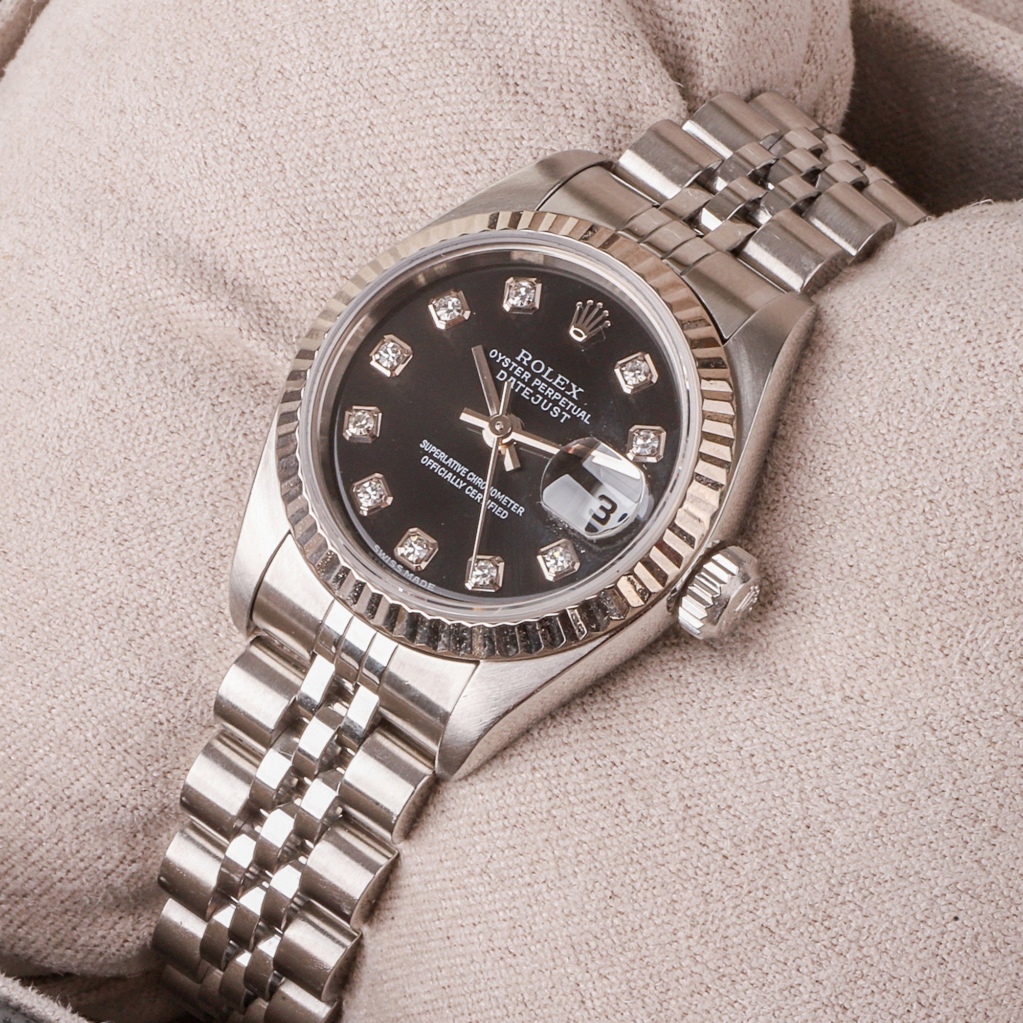 Rolex Datejust 26mm Black Diamond Dot Dial Pre-Owned Watch
