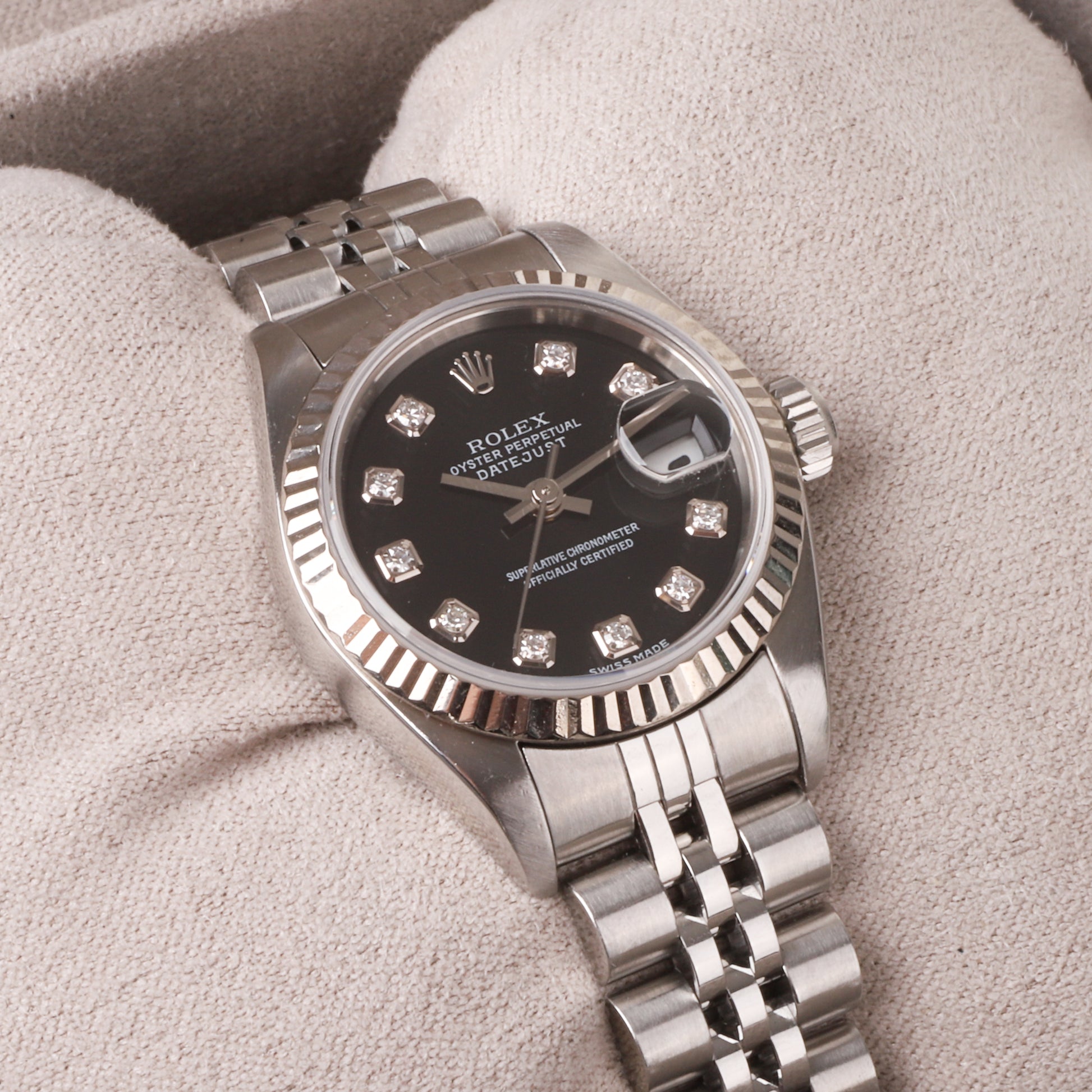 Rolex Datejust 26mm Black Diamond Dot Dial Pre-Owned Watch