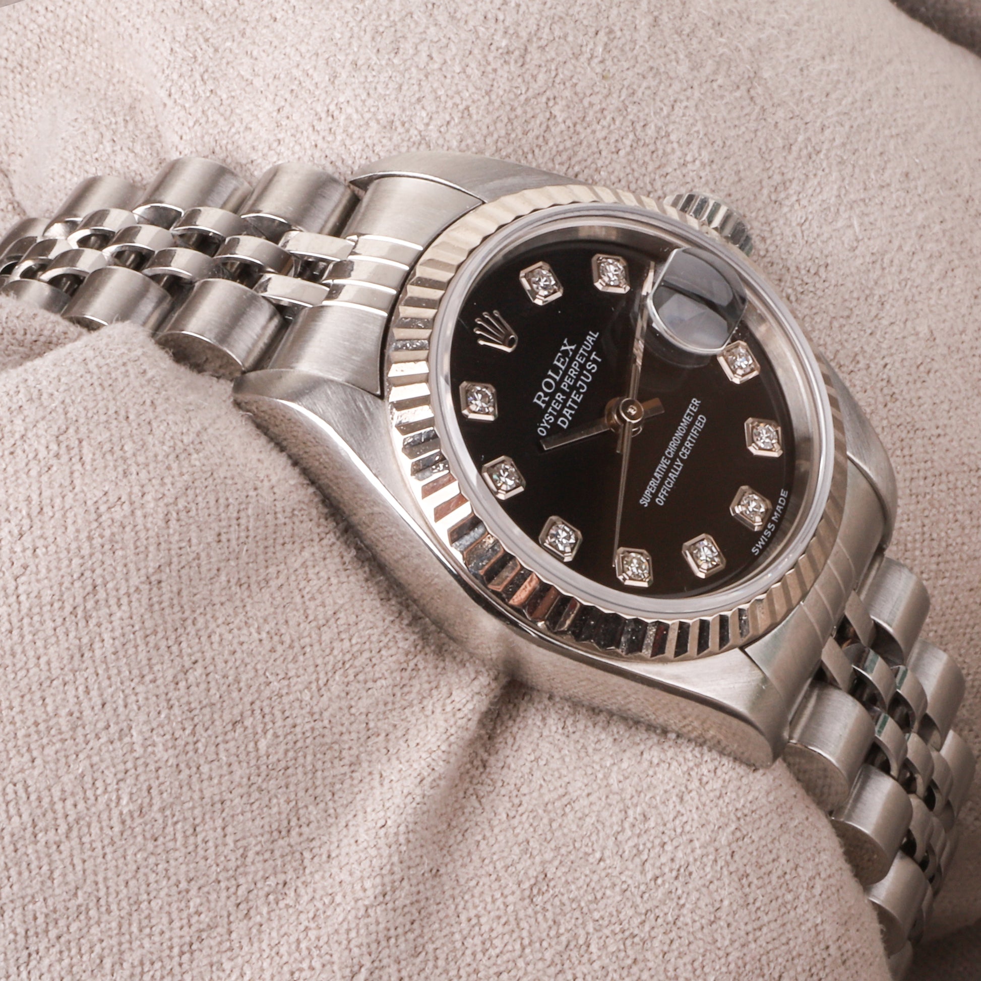 Rolex Datejust 26mm Black Diamond Dot Dial Pre-Owned Watch