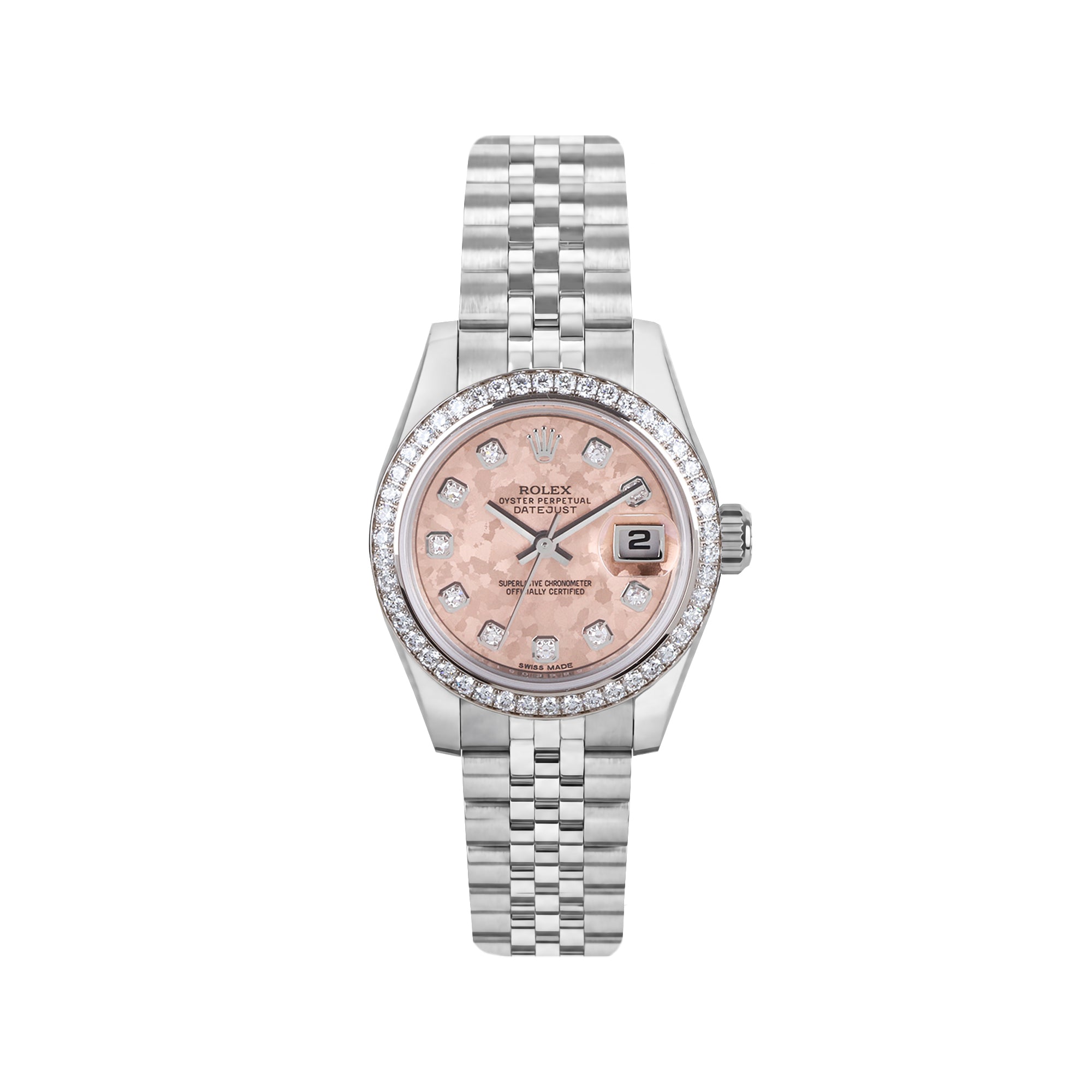 Rolex Datejust 26mm Salmon Diamond Dial & Diamond Bezel Pre-Owned Watch 