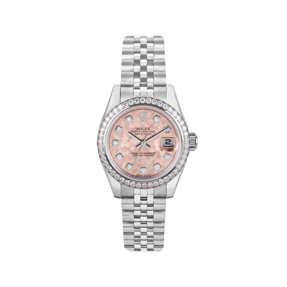 Rolex Datejust 26mm Salmon Diamond Dial & Diamond Bezel Pre-Owned Watch 
