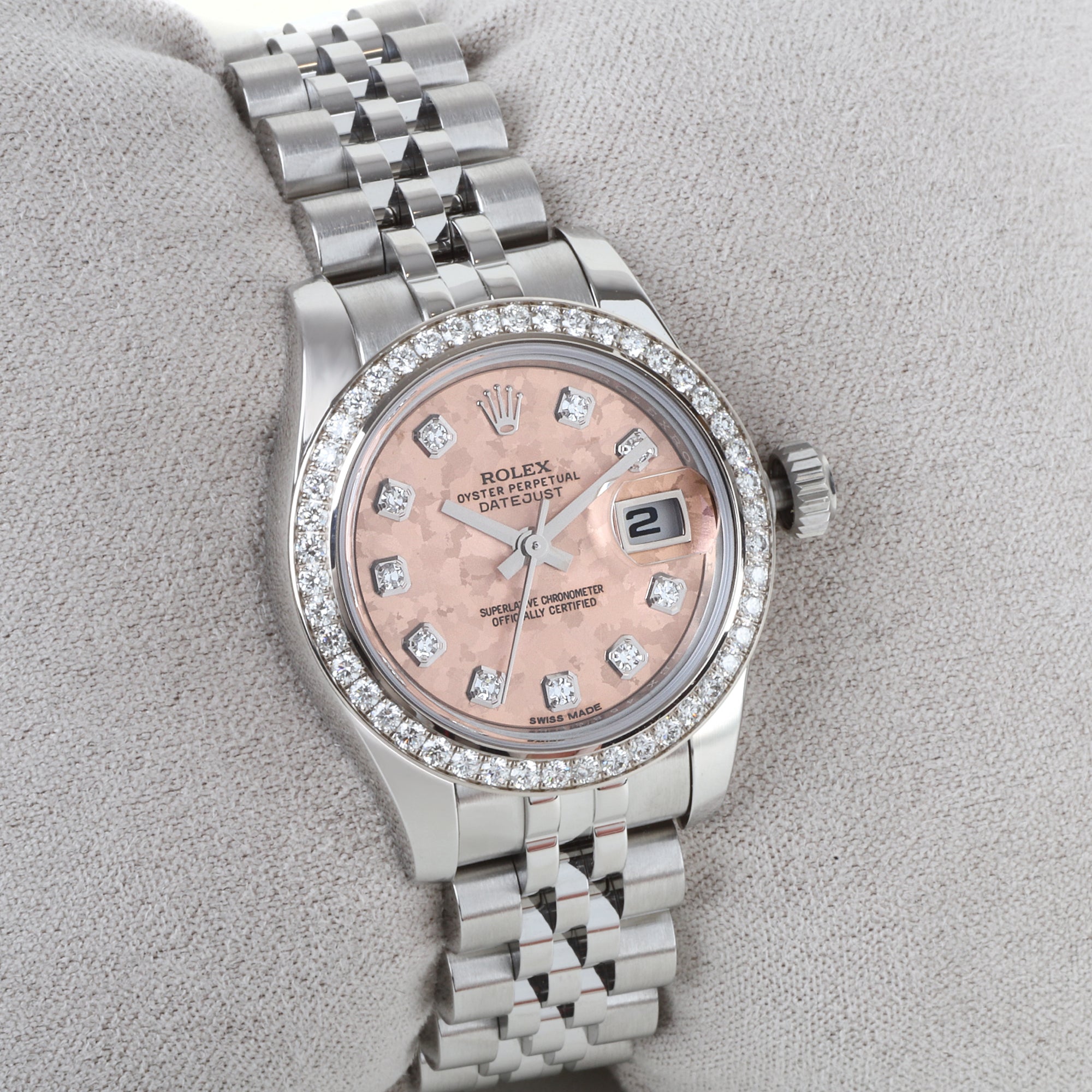 Rolex Datejust 26mm Salmon Diamond Dial & Diamond Bezel Pre-Owned Watch 
