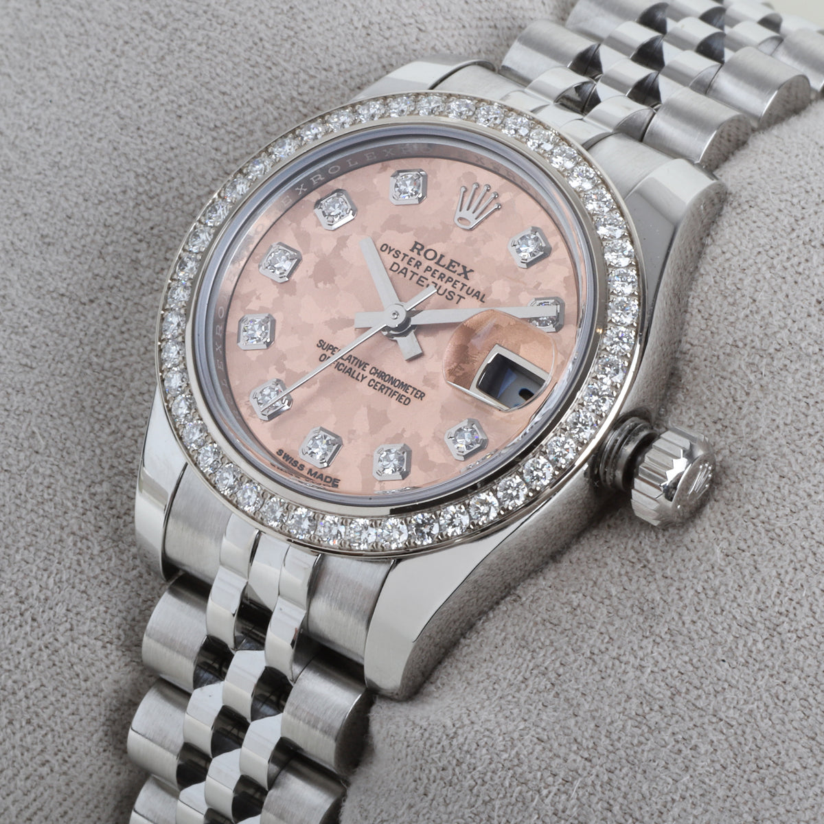 Rolex Datejust 26mm Salmon Diamond Dial & Diamond Bezel Pre-Owned Watch 