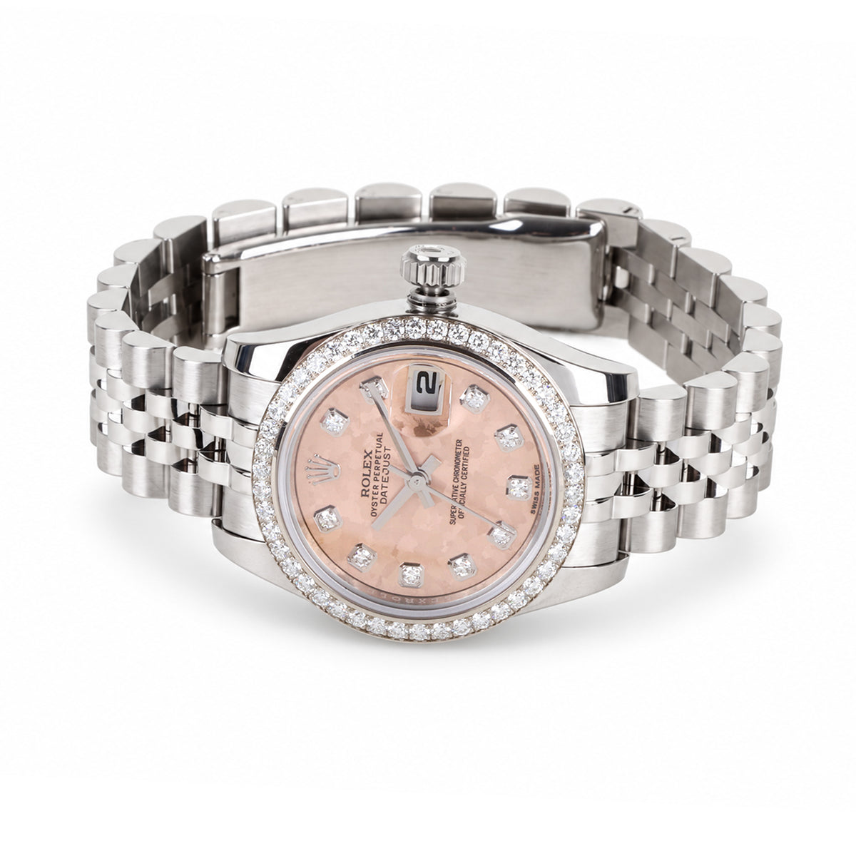 Rolex Datejust 26mm Salmon Diamond Dial & Diamond Bezel Pre-Owned Watch 