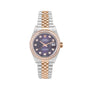 Rolex Datejust 28mm Steel & 18ct Rose Gold Aubergine Diamond Dot Dial Pre-Owned Watch