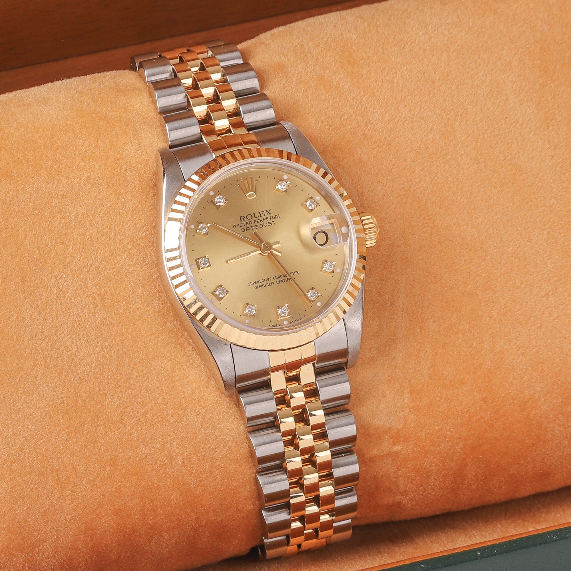 Rolex Datejust 31mm Champagne Diamond Dial Pre Owned Watch