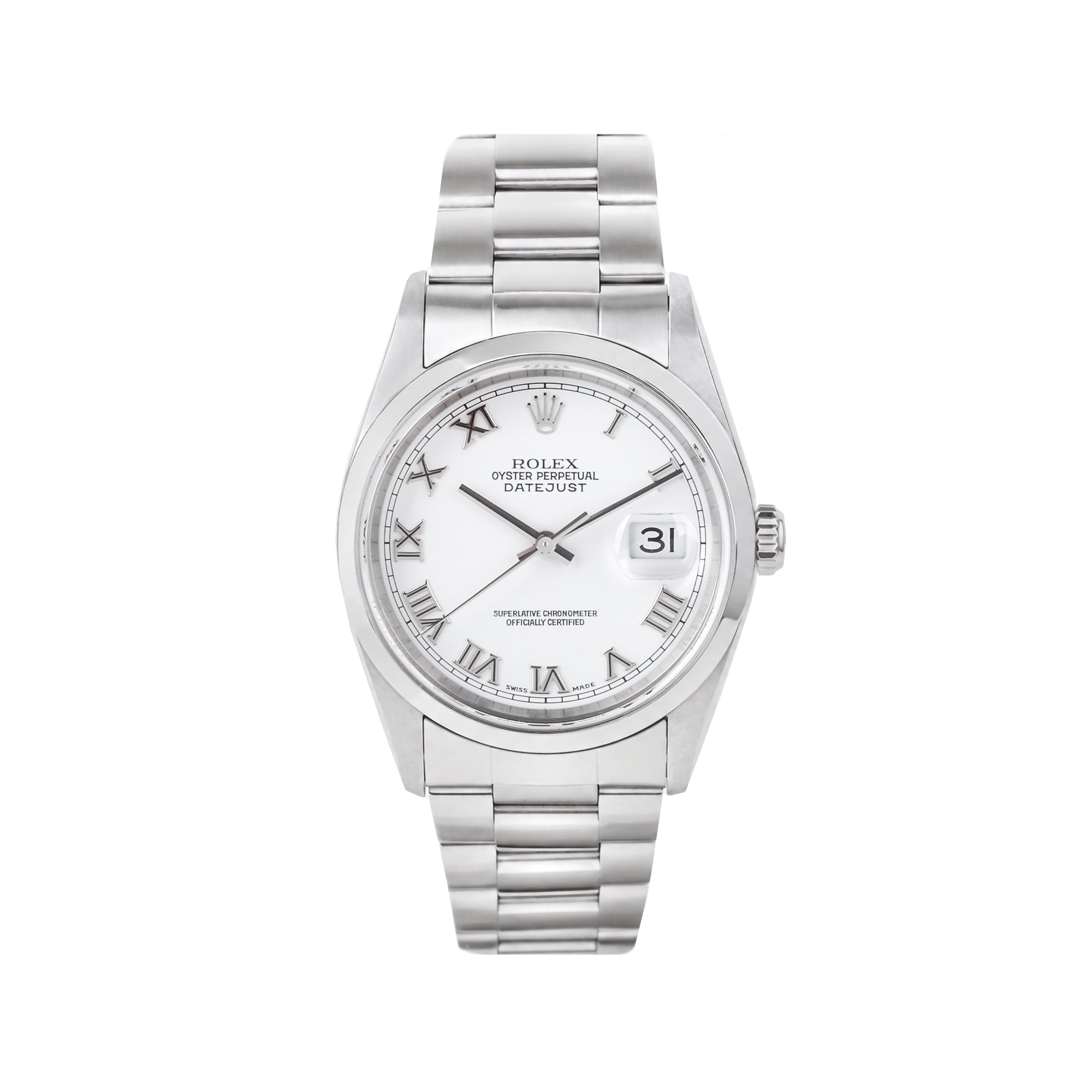 Rolex Datejust Steel Oyster Bracelet with a White 36mm Dial Pre-Owned Watch