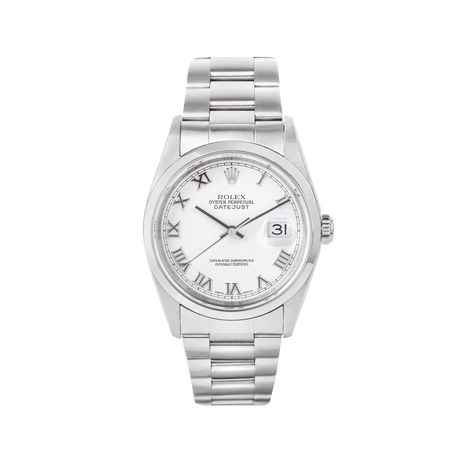 Rolex Datejust Steel Oyster Bracelet with a White 36mm Dial Pre-Owned Watch