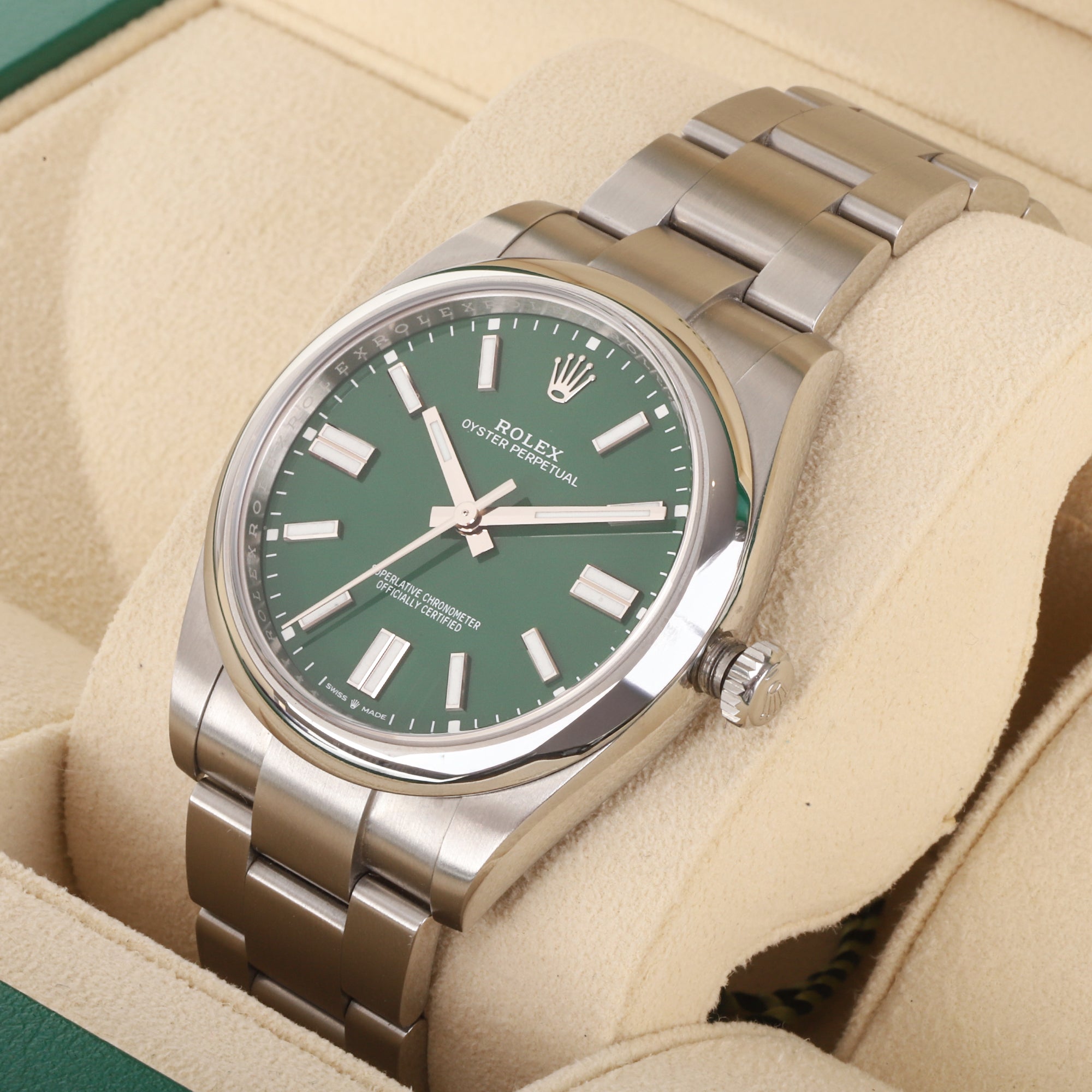 Rolex Oyster Perpetual 41mm Green Dial Pre-Owned Watch