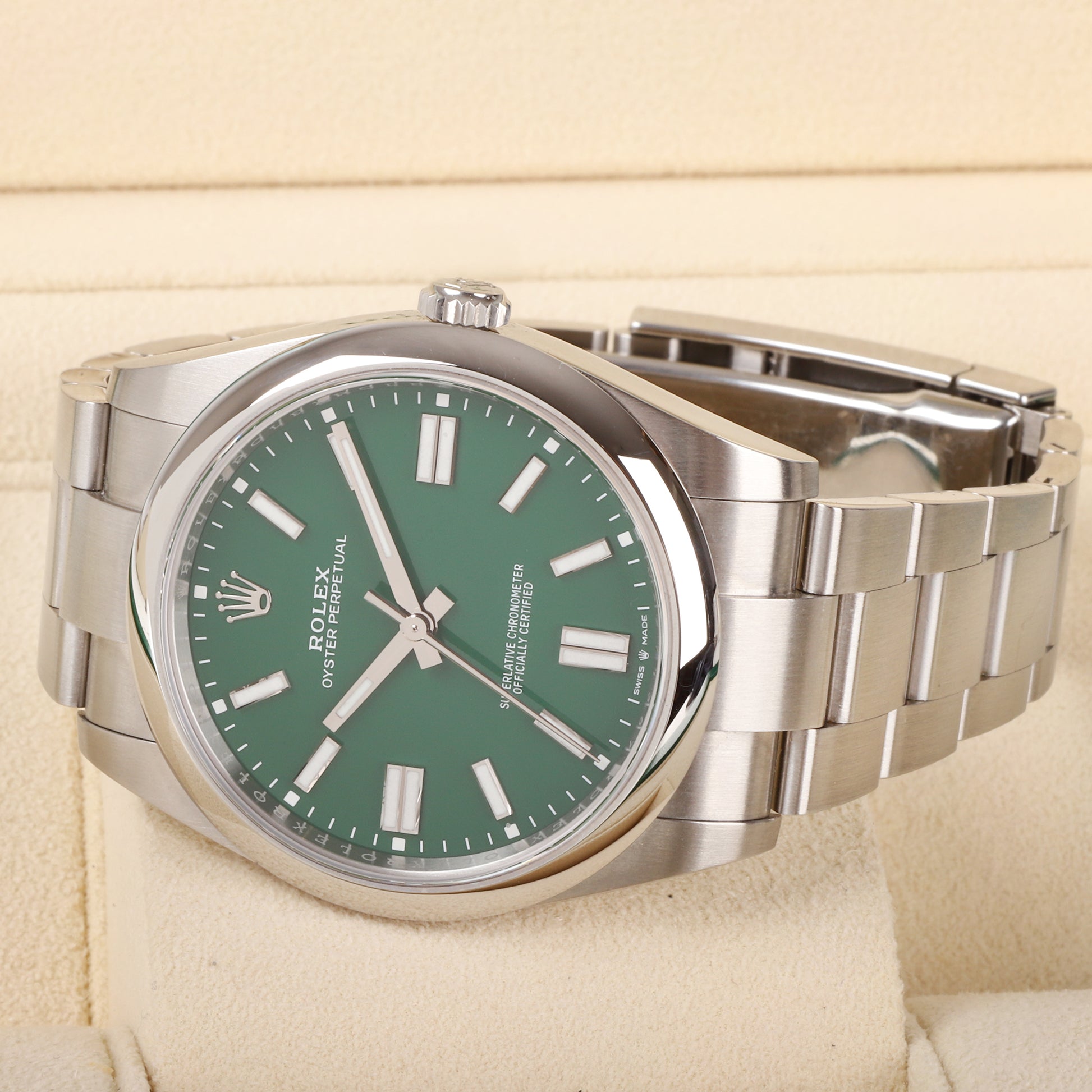 Rolex Oyster Perpetual 41mm Green Dial Pre-Owned Watch