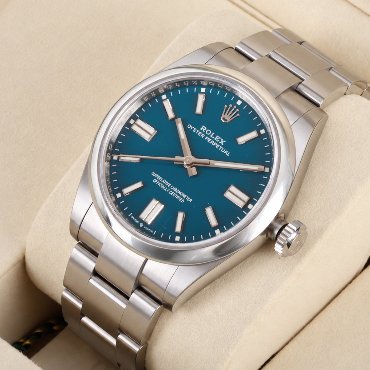 Rolex Oyster Perpetual Blue Dial UNWORN Pre-Owned Watch