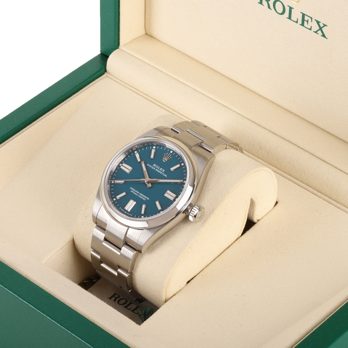 Rolex Oyster Perpetual Blue Dial UNWORN Pre-Owned Watch
