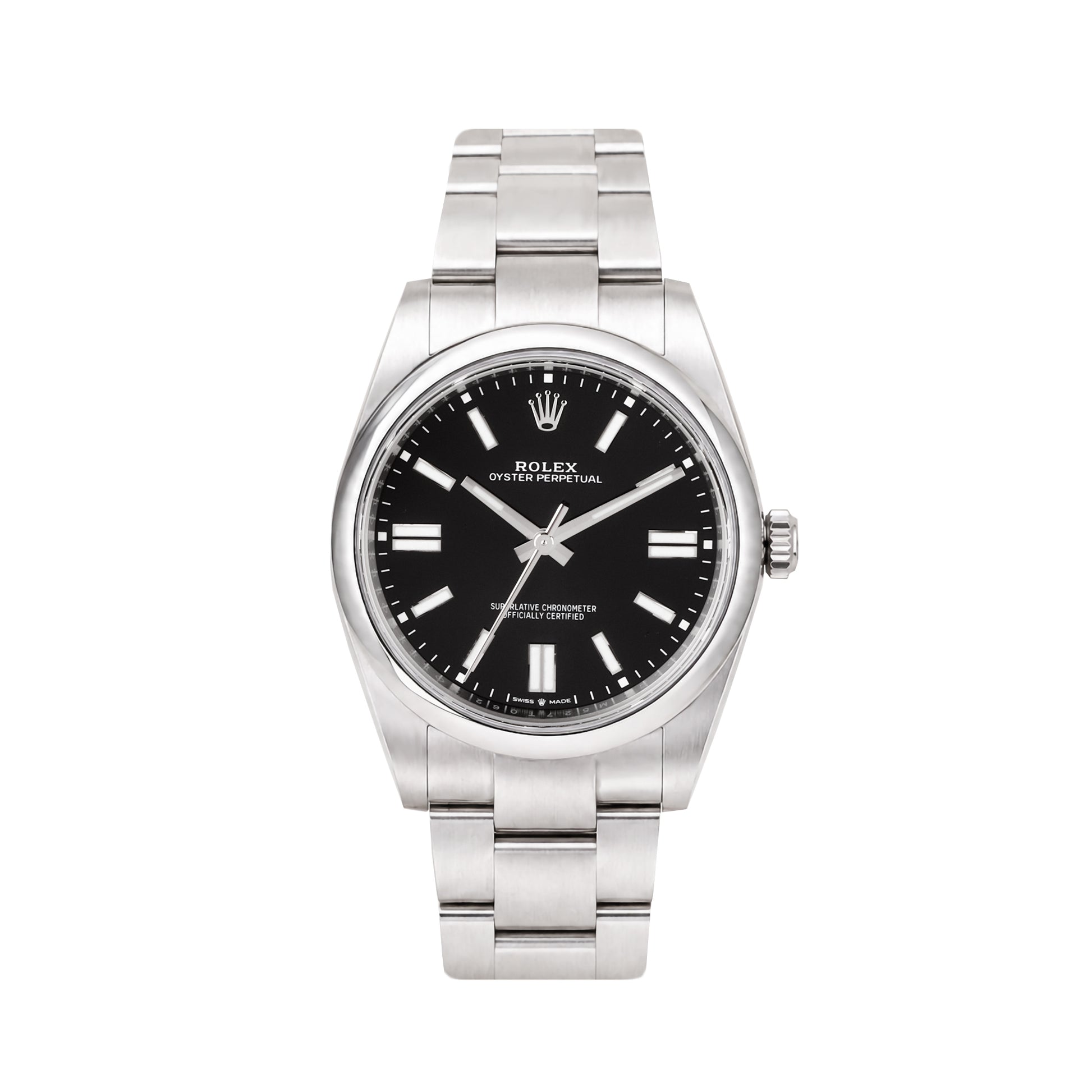 Rolex Stainless Steel Oyster Perpetual 41mm Black Dial Pre-Owned Watch
